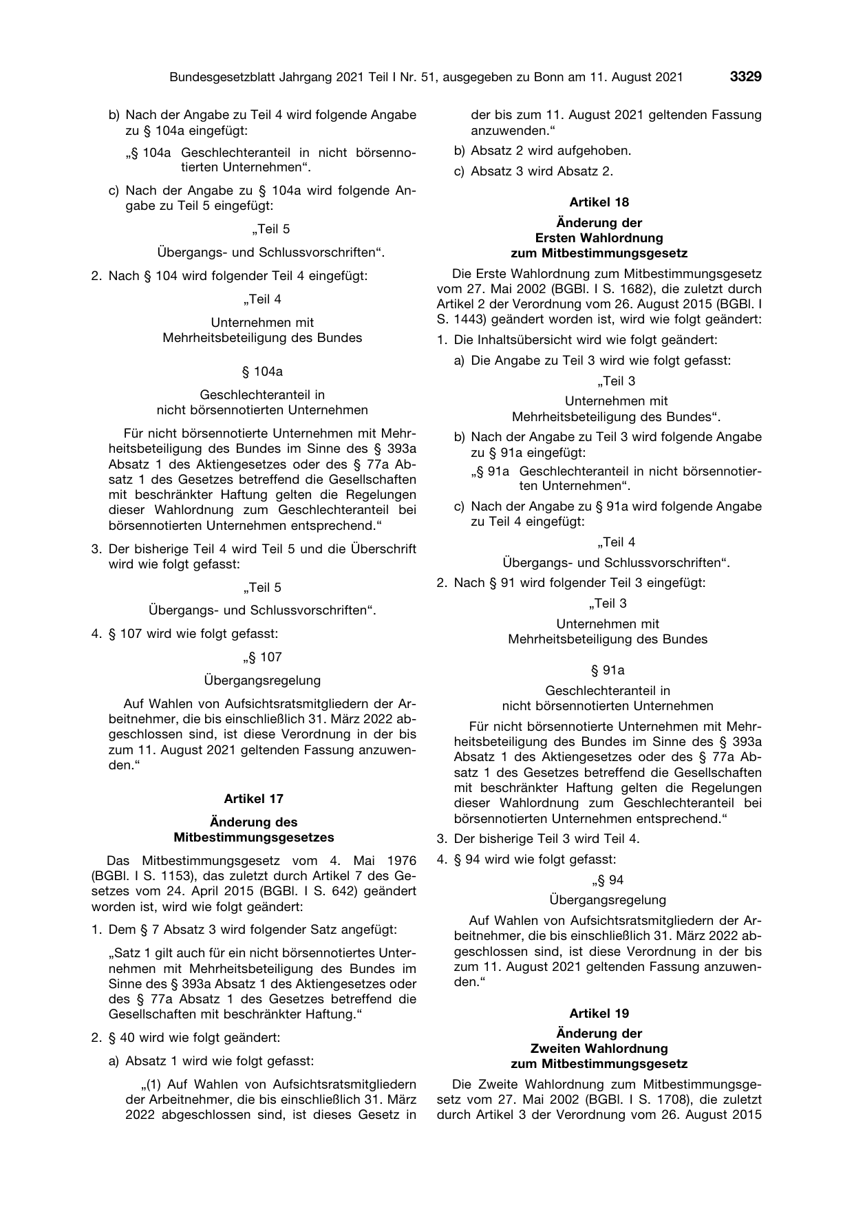 BGBl. 2021, Seite 3329 — Originalseite als Abbildung