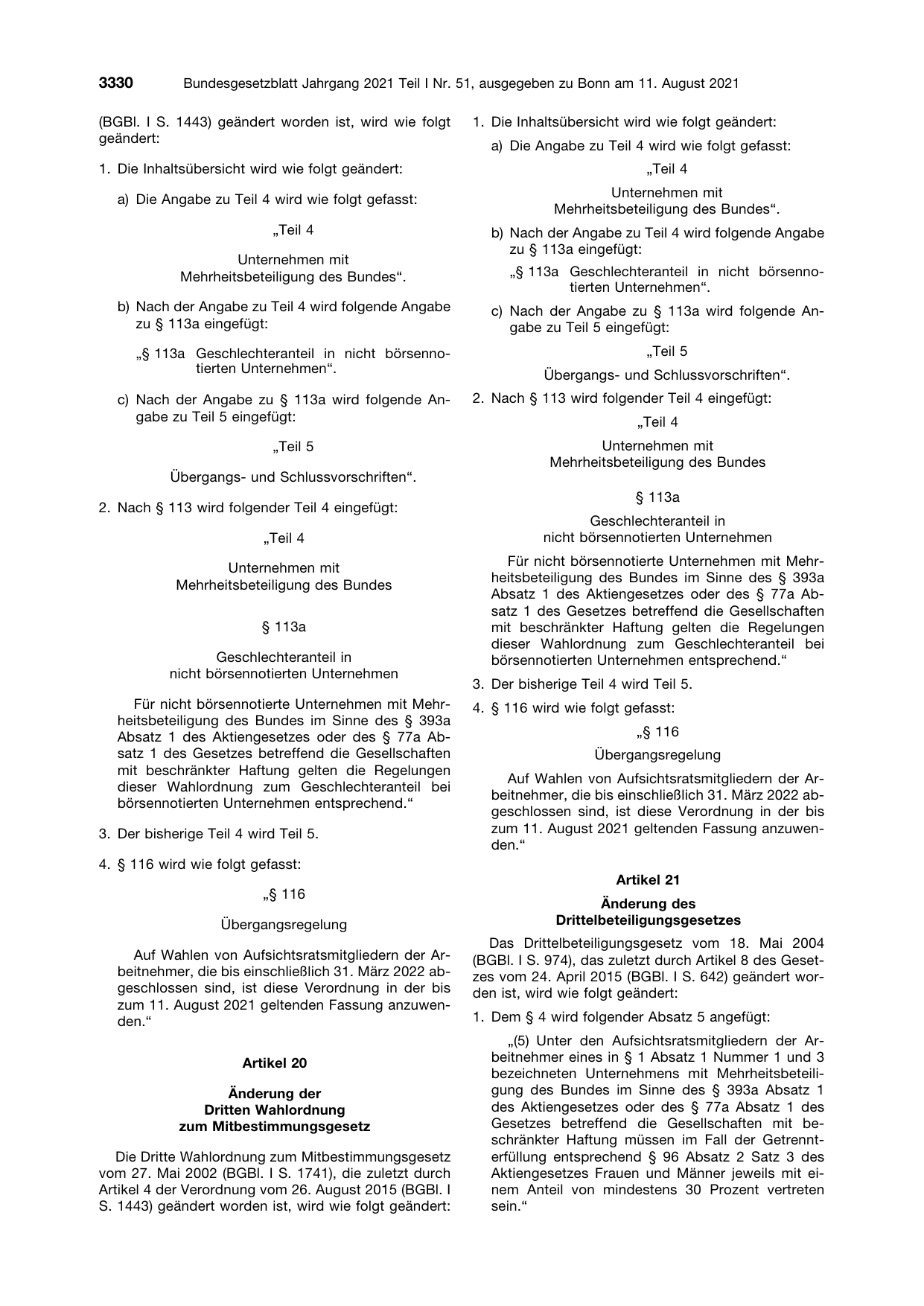 BGBl. 2021, Seite 3330 — Originalseite als Abbildung