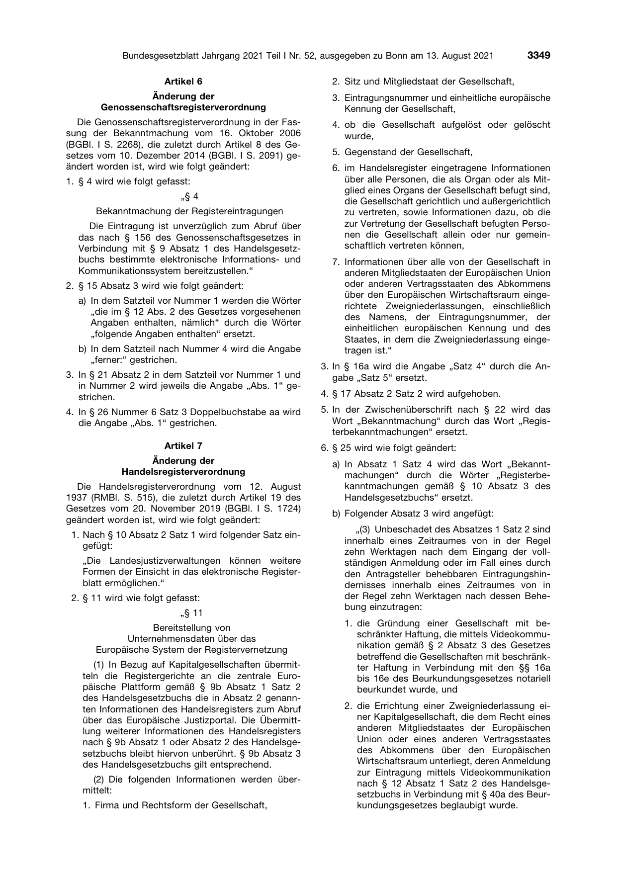 BGBl. 2021, Seite 3349 — Originalseite als Abbildung