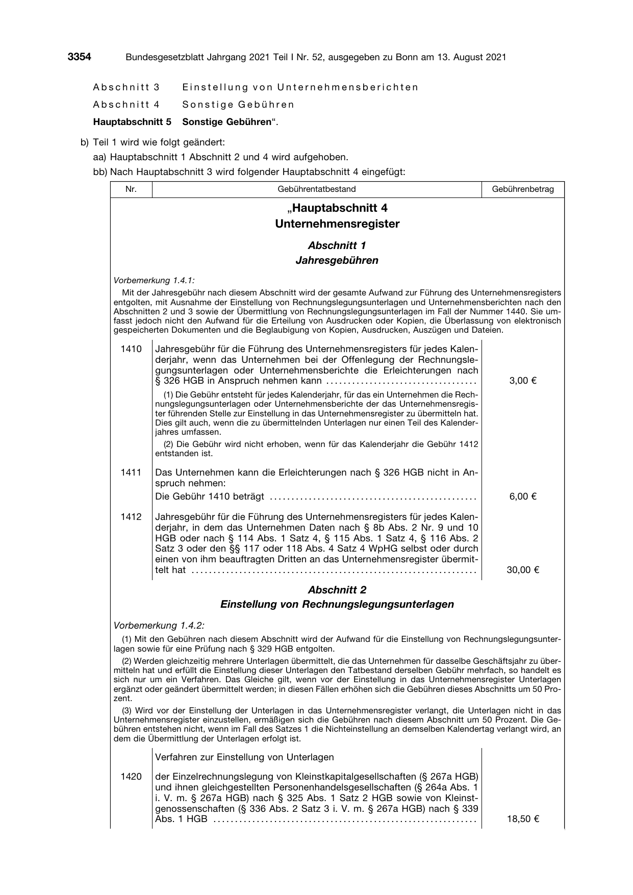 BGBl. 2021, Seite 3354 — Originalseite als Abbildung