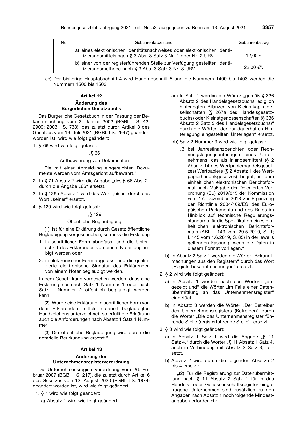 BGBl. 2021, Seite 3357 — Originalseite als Abbildung