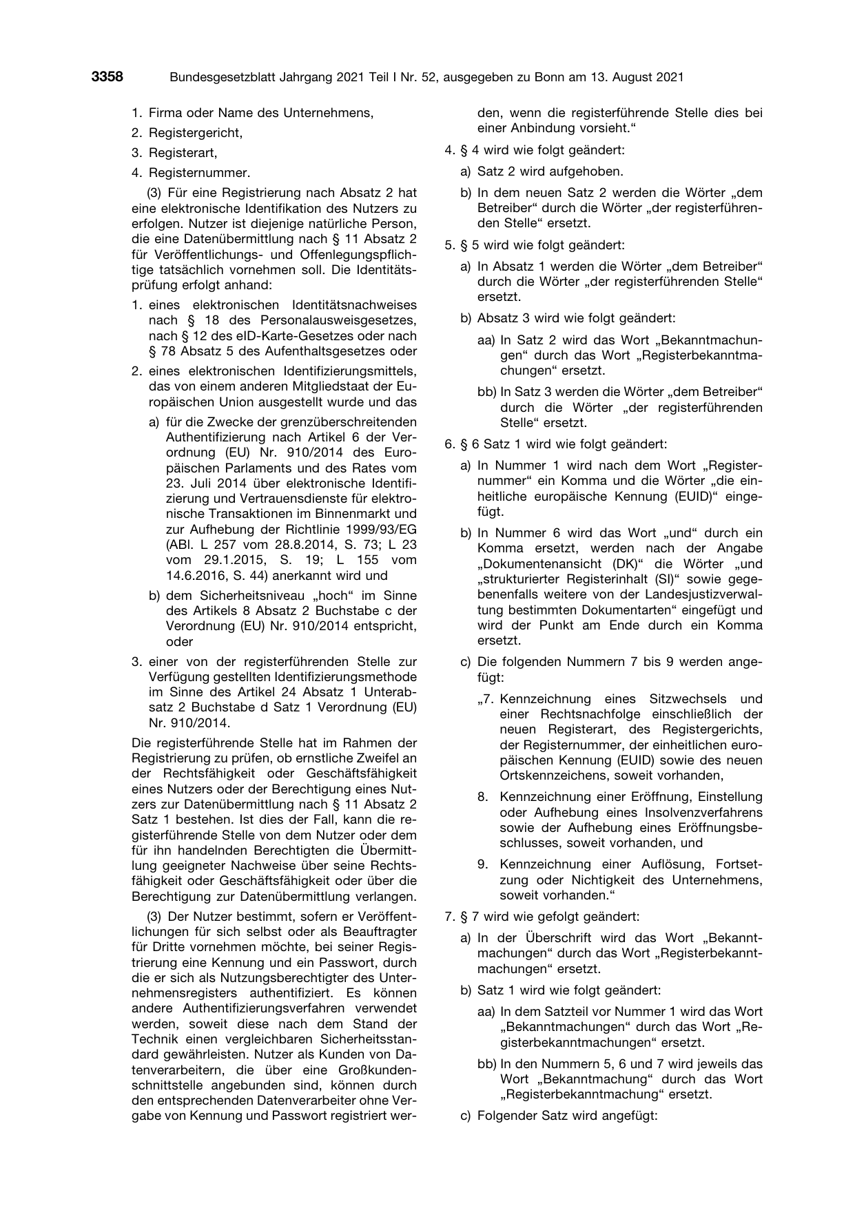 BGBl. 2021, Seite 3358 — Originalseite als Abbildung