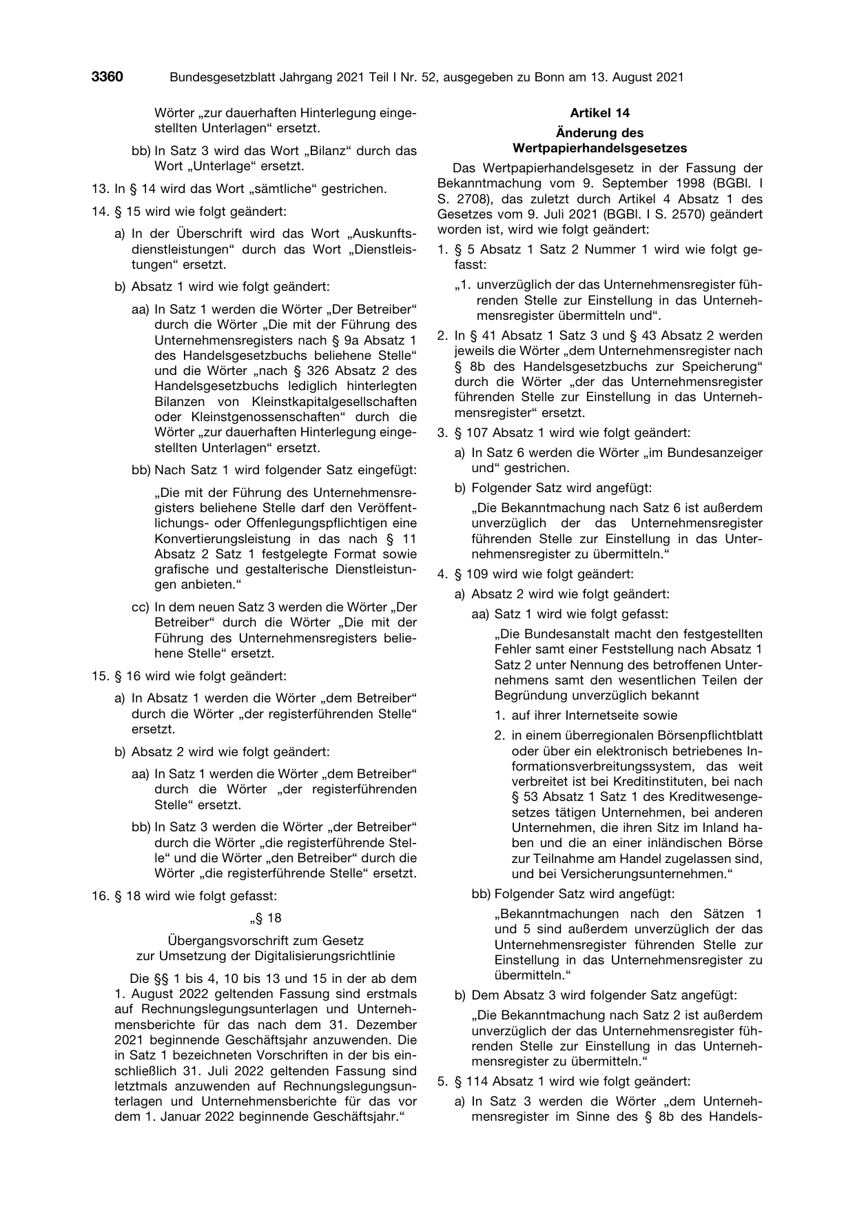 BGBl. 2021, Seite 3360 — Originalseite als Abbildung