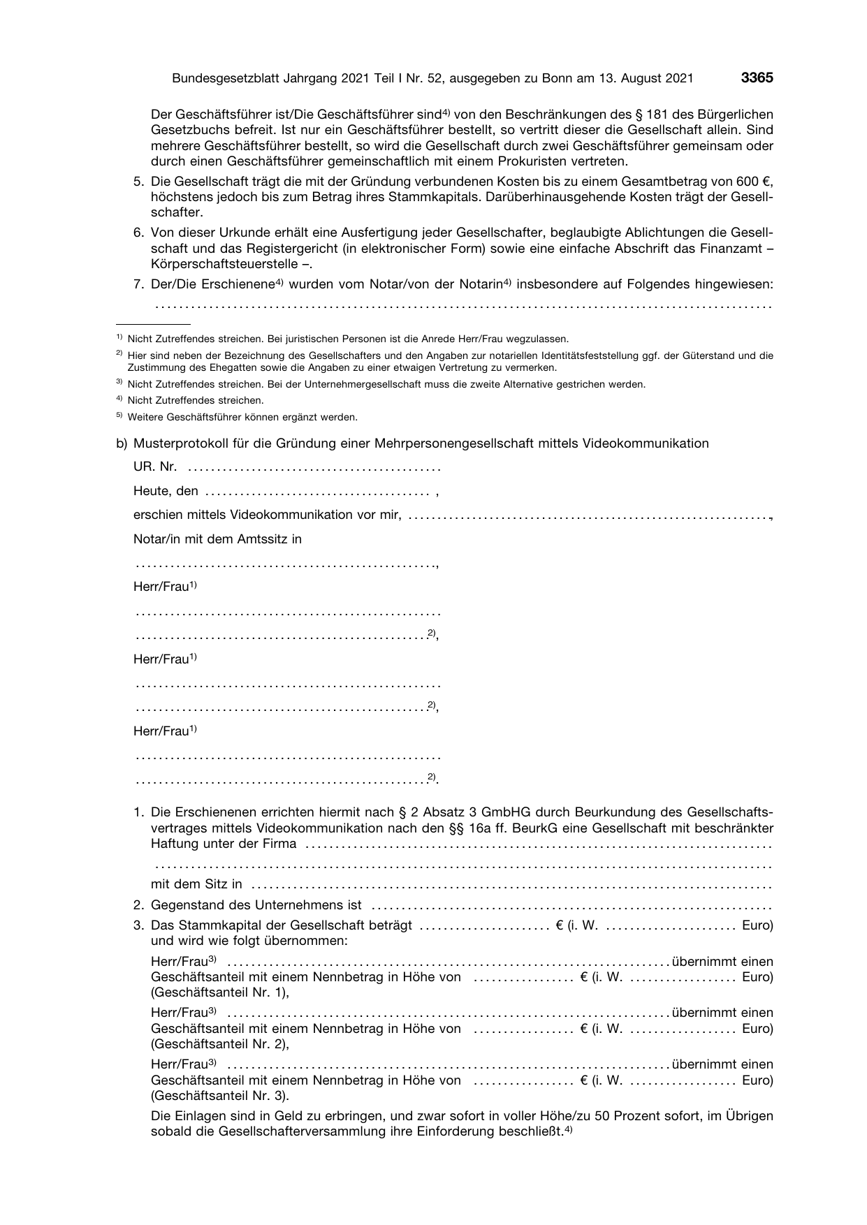 BGBl. 2021, Seite 3365 — Originalseite als Abbildung