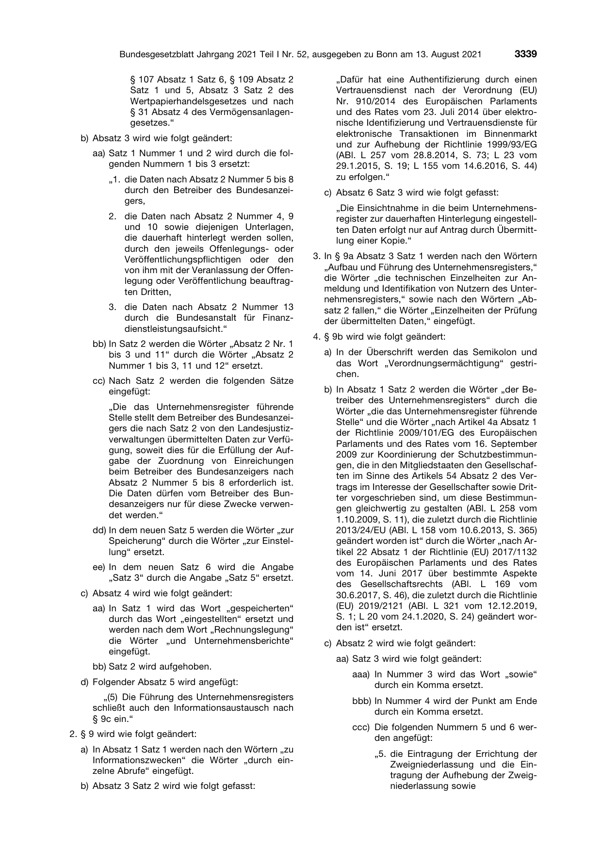 BGBl. 2021, Seite 3339 — Originalseite als Abbildung
