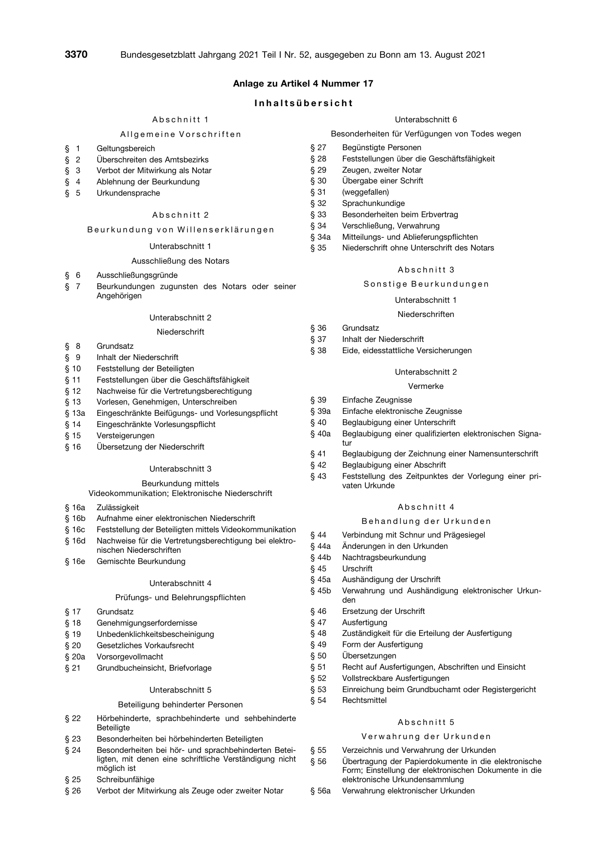BGBl. 2021, Seite 3370 — Originalseite als Abbildung