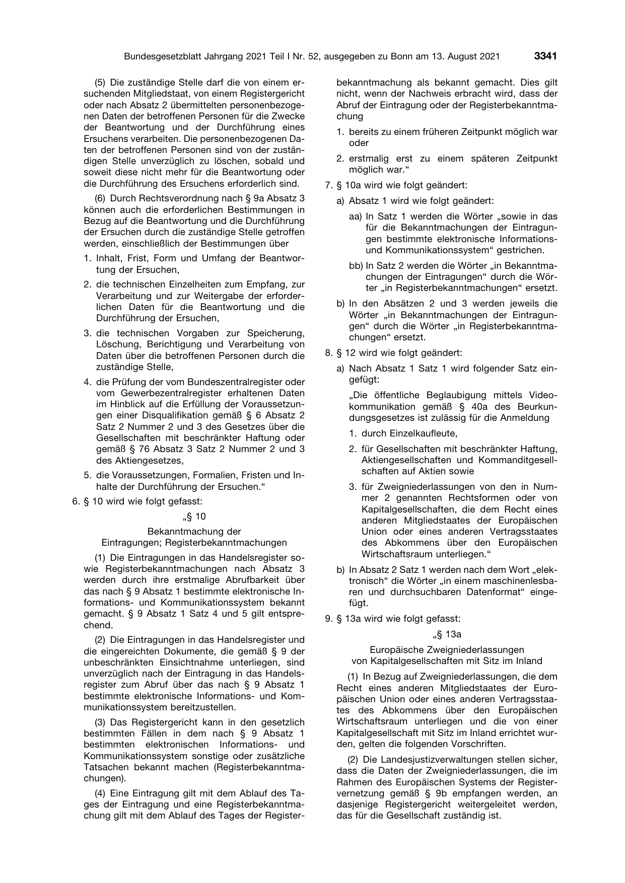 BGBl. 2021, Seite 3341 — Originalseite als Abbildung