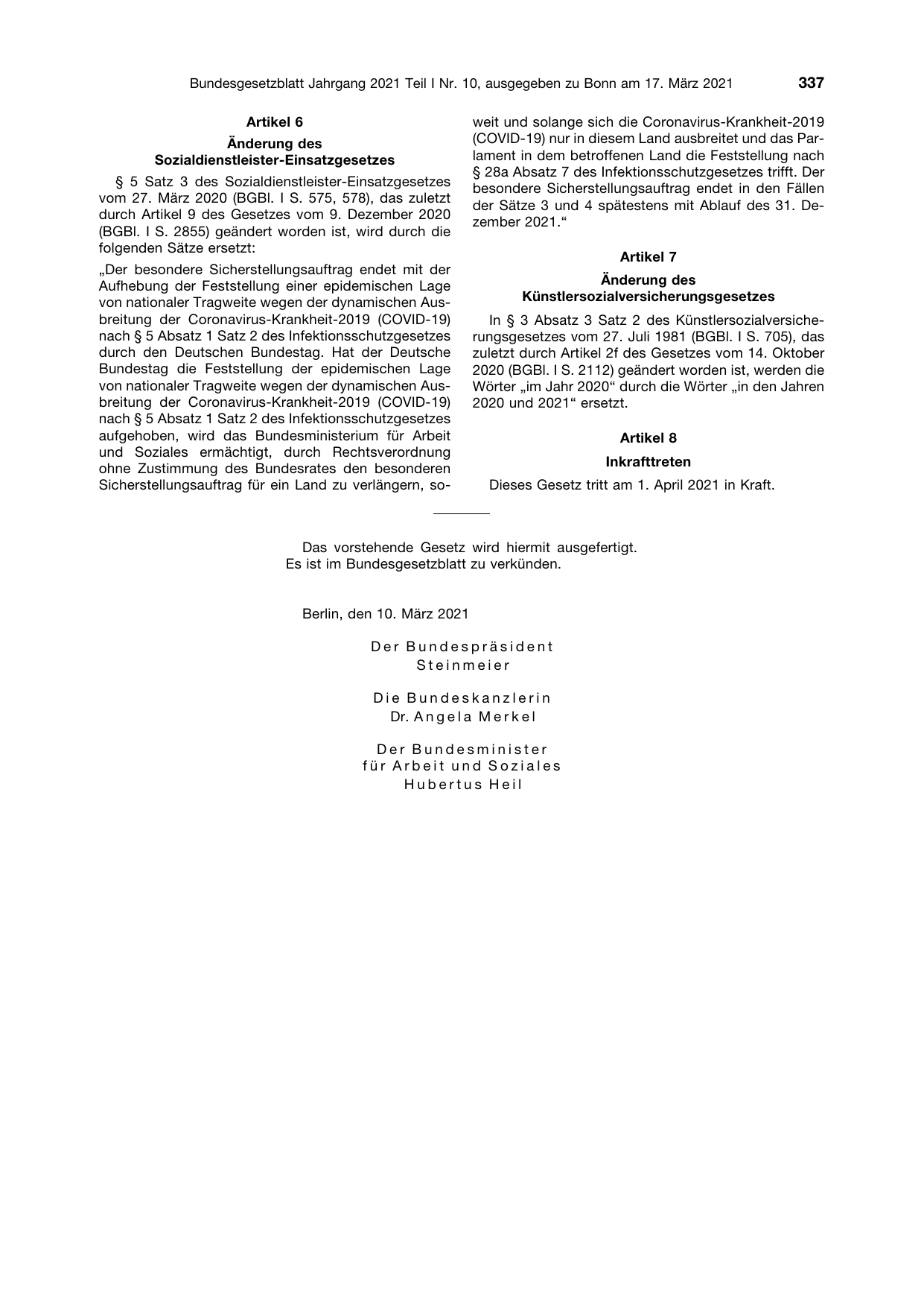 BGBl. 2021, Seite 337 — Originalseite als Abbildung