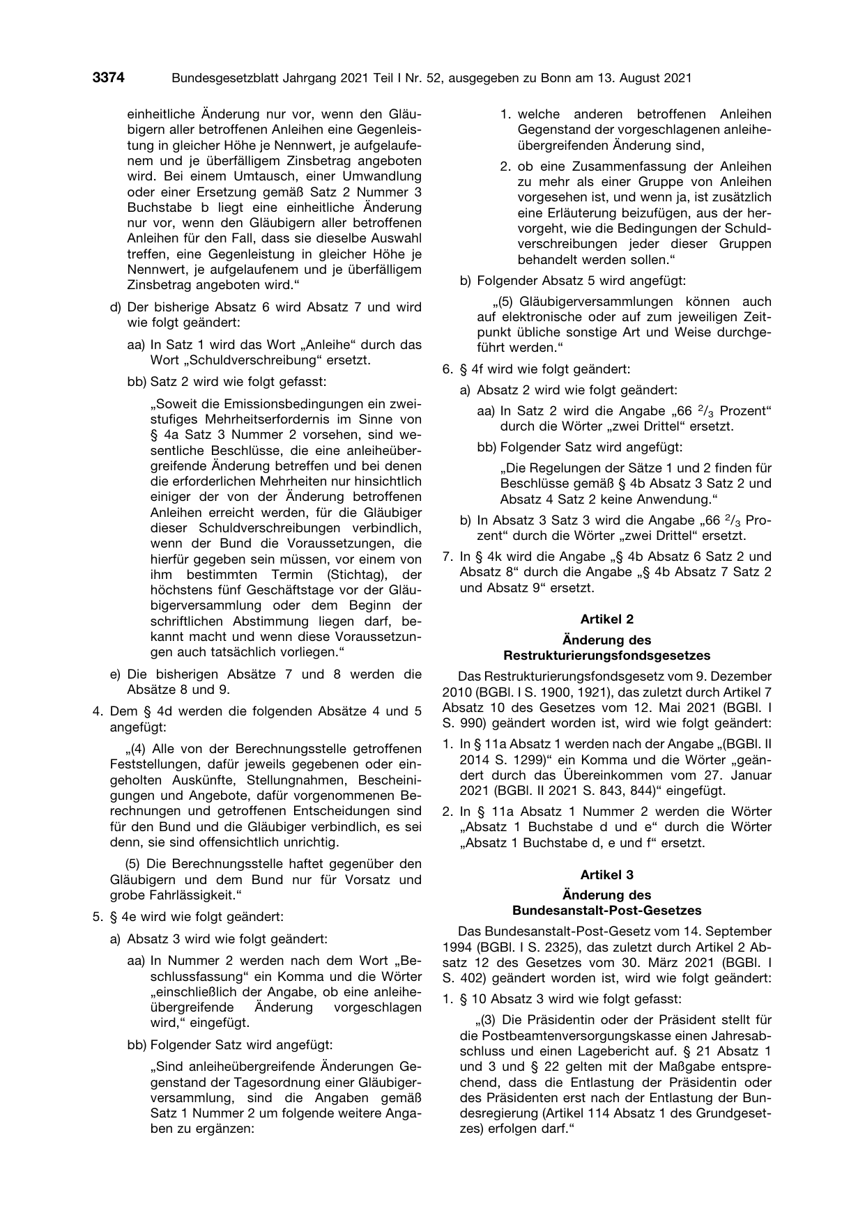 BGBl. 2021, Seite 3374 — Originalseite als Abbildung
