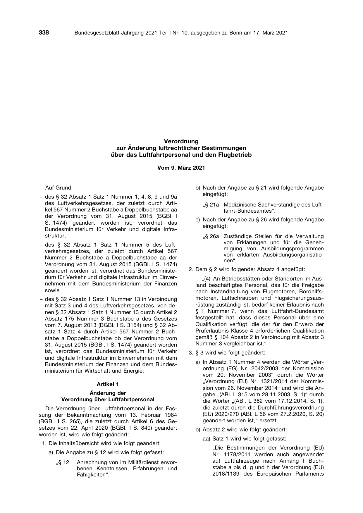BGBl. 2021, Seite 338 — Originalseite als Abbildung
