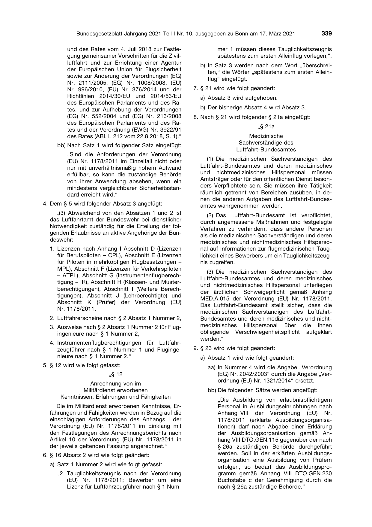 BGBl. 2021, Seite 339 — Originalseite als Abbildung