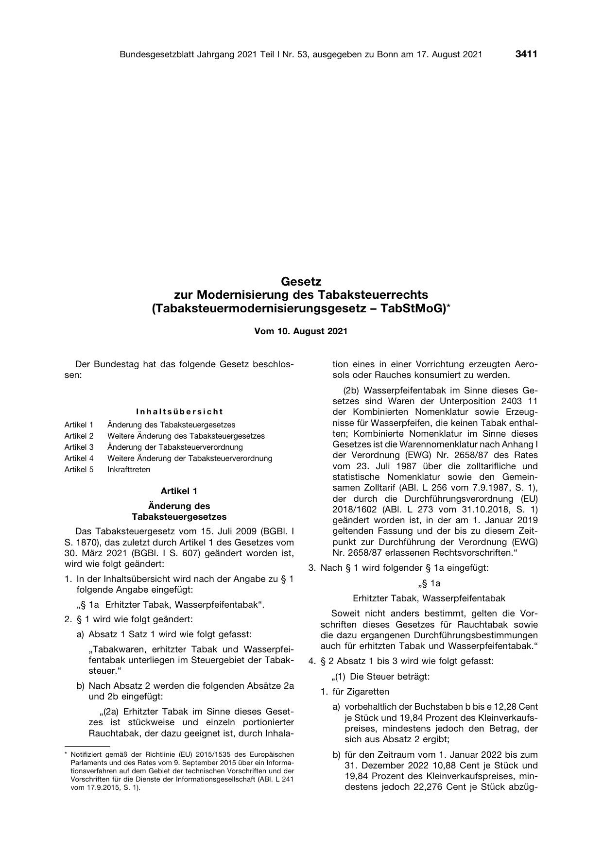 BGBl. 2021, Seite 3411 — Originalseite als Abbildung
