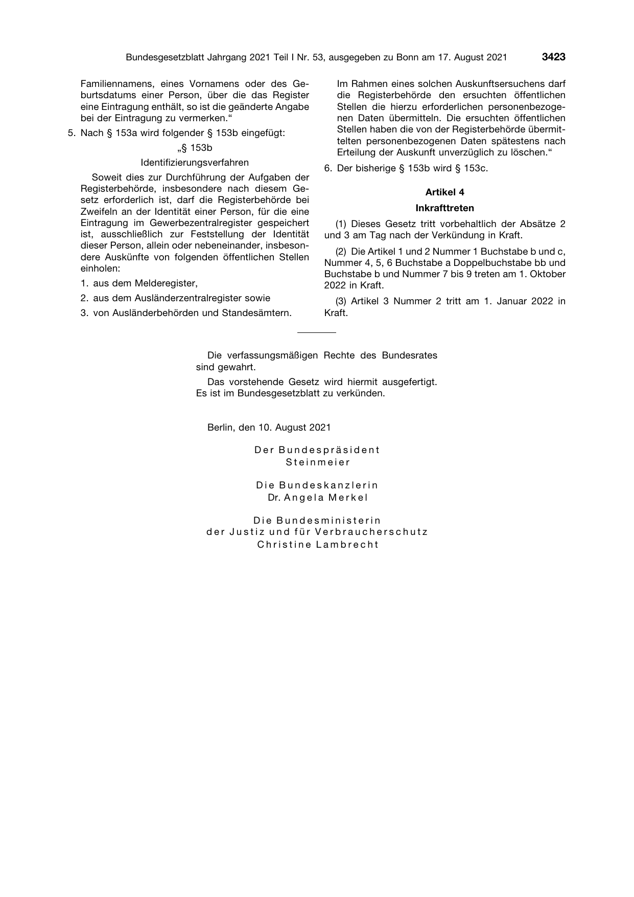 BGBl. 2021, Seite 3423 — Originalseite als Abbildung