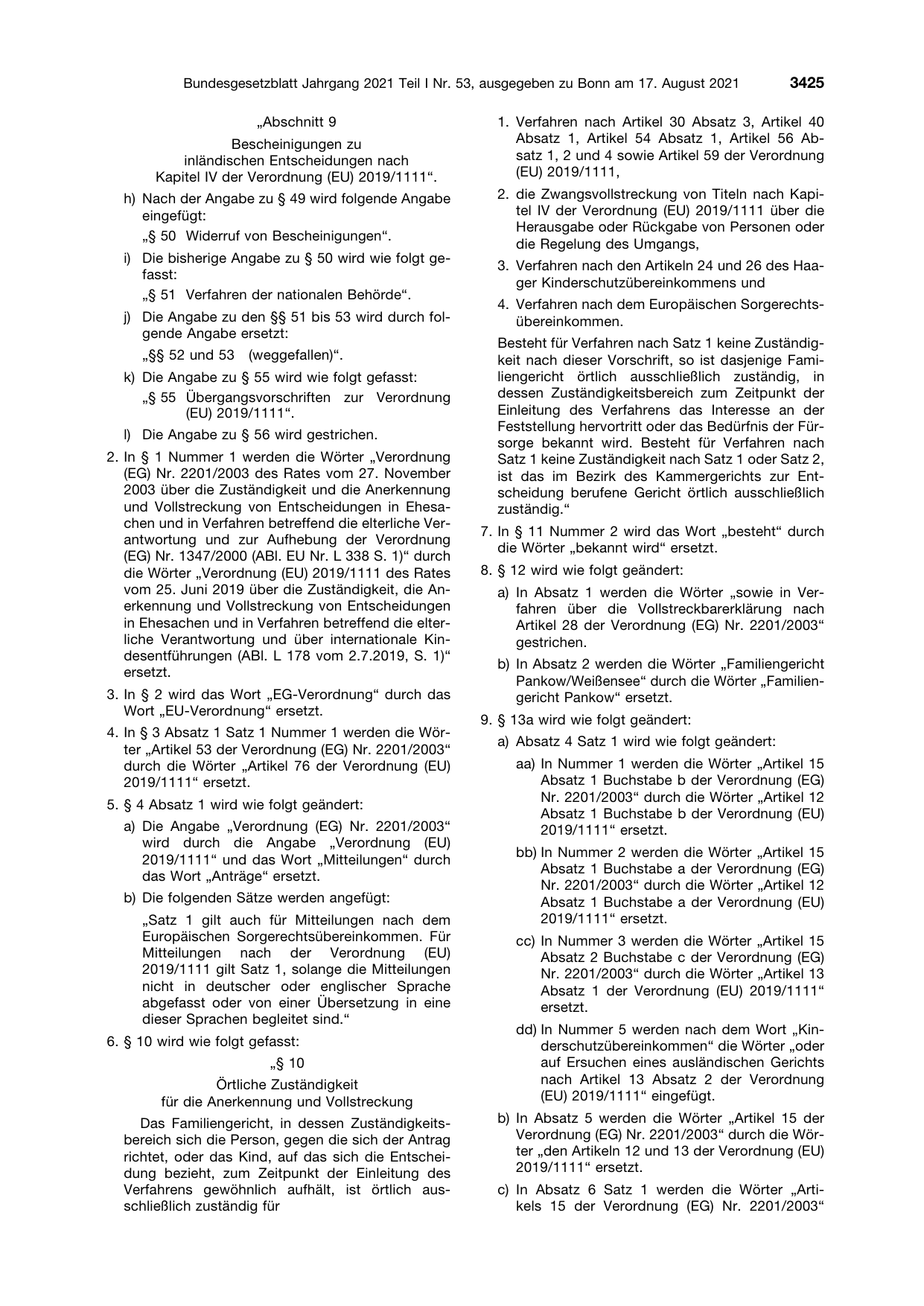 BGBl. 2021, Seite 3425 — Originalseite als Abbildung