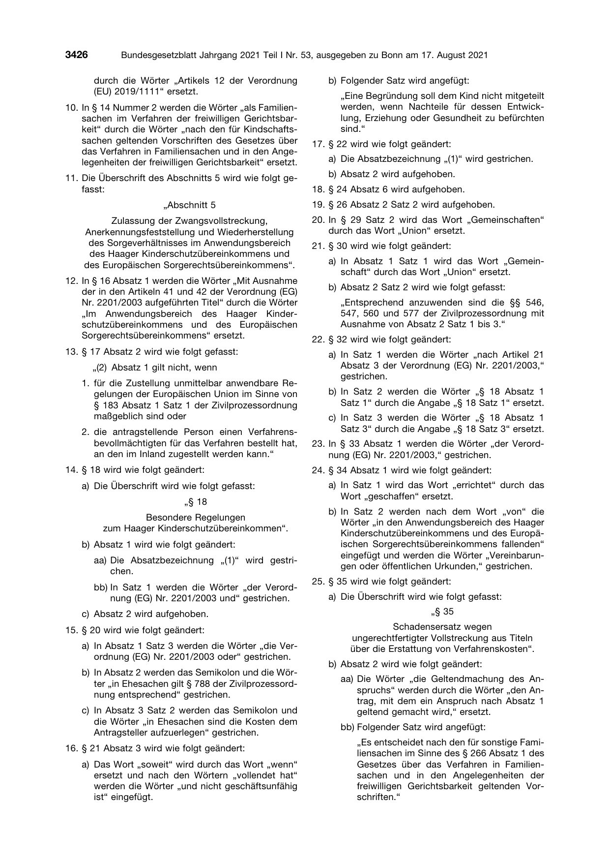 BGBl. 2021, Seite 3426 — Originalseite als Abbildung
