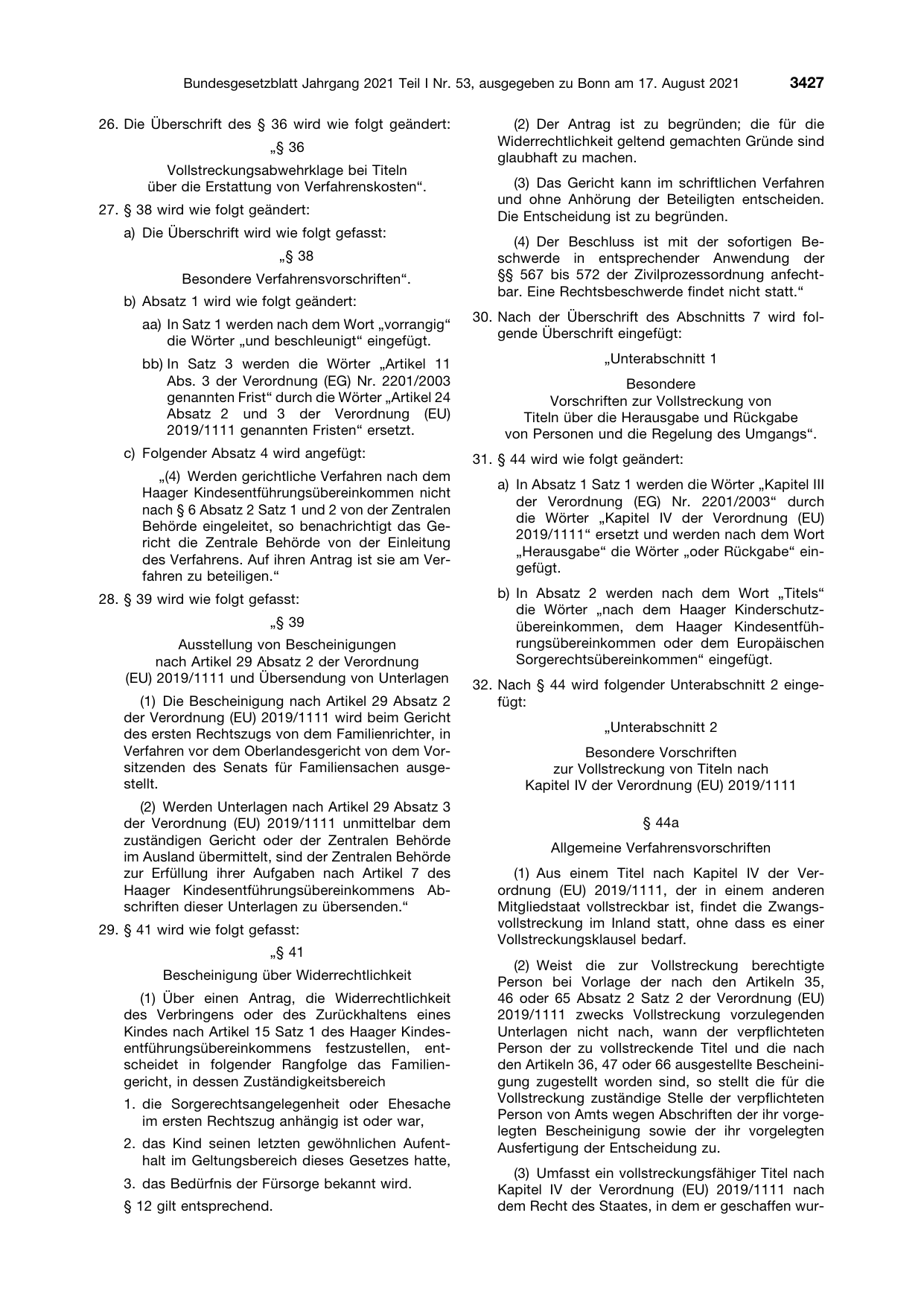 BGBl. 2021, Seite 3427 — Originalseite als Abbildung