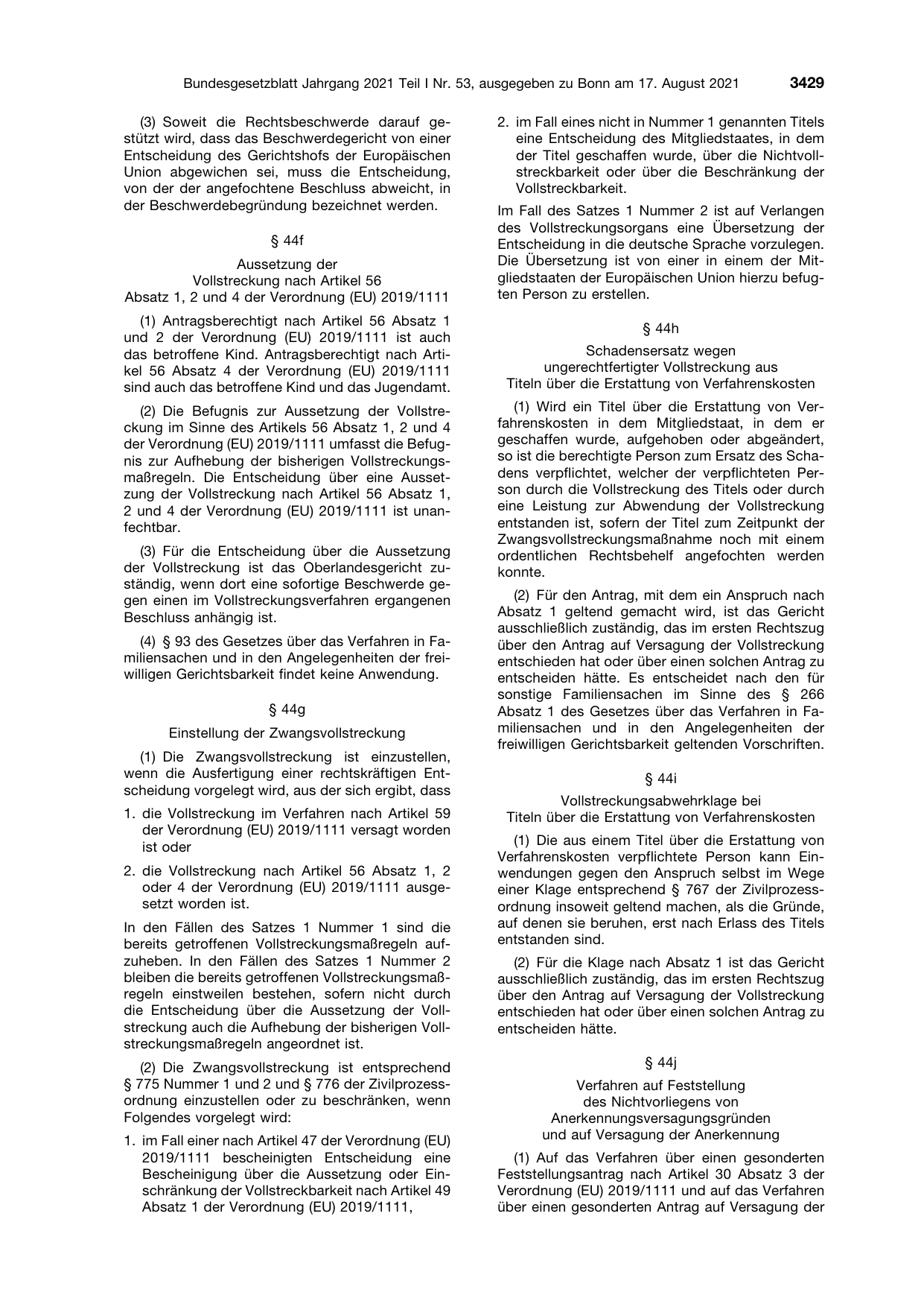 BGBl. 2021, Seite 3429 — Originalseite als Abbildung