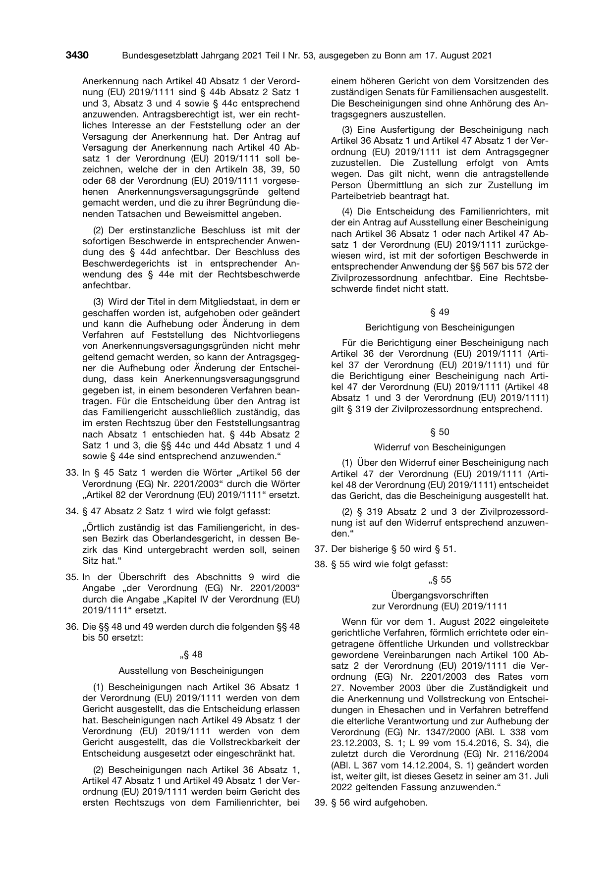 BGBl. 2021, Seite 3430 — Originalseite als Abbildung