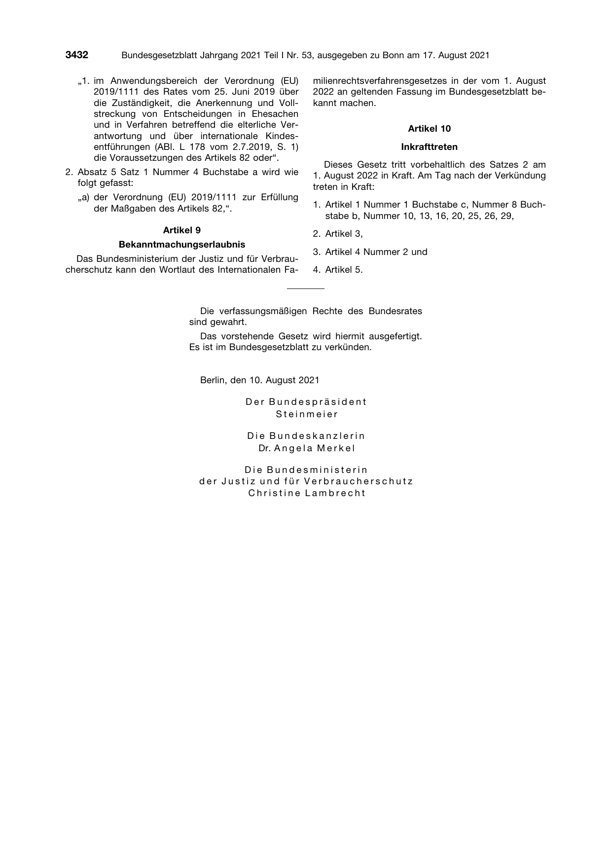 BGBl. 2021, Seite 3432 — Originalseite als Abbildung