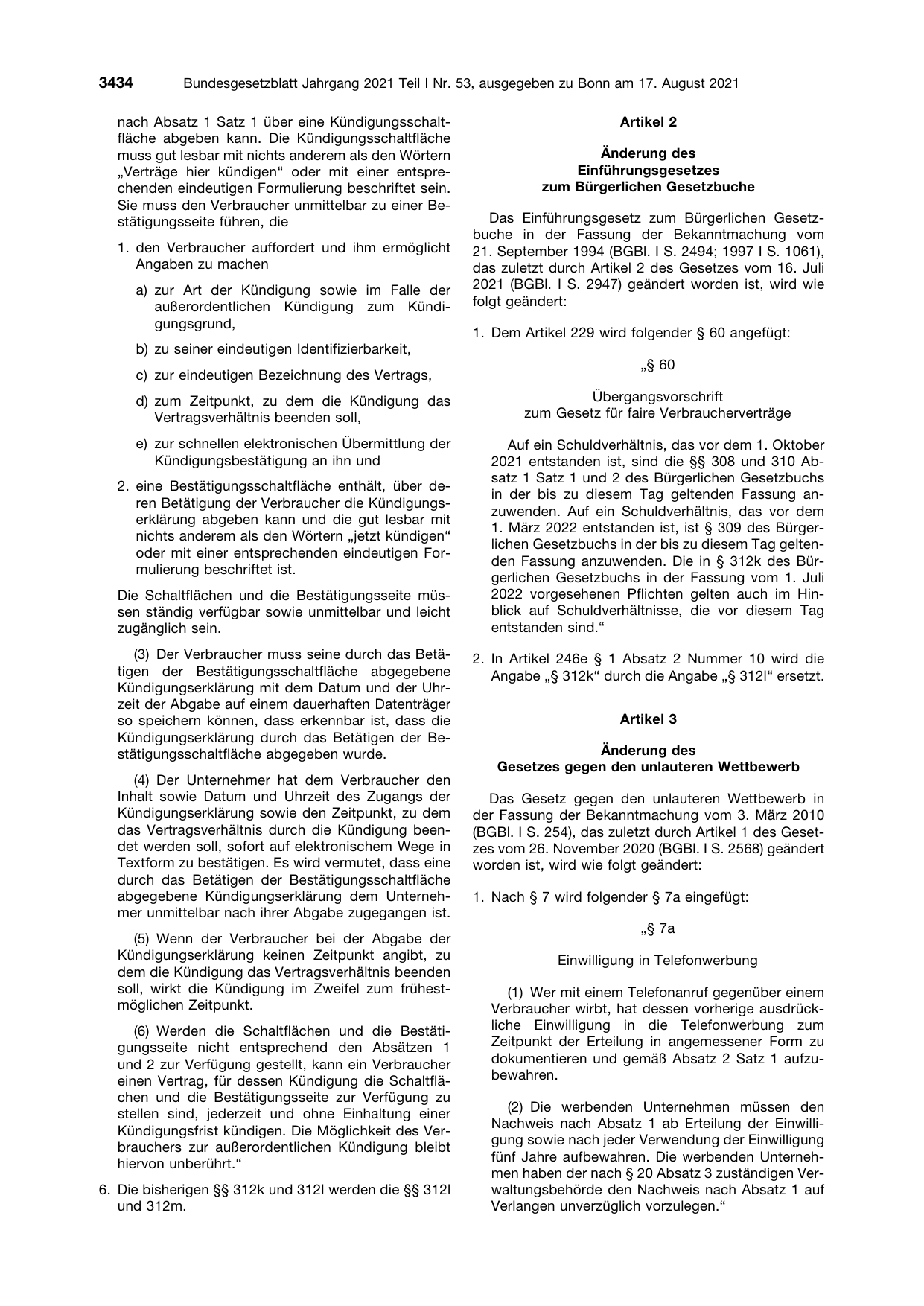 BGBl. 2021, Seite 3434 — Originalseite als Abbildung