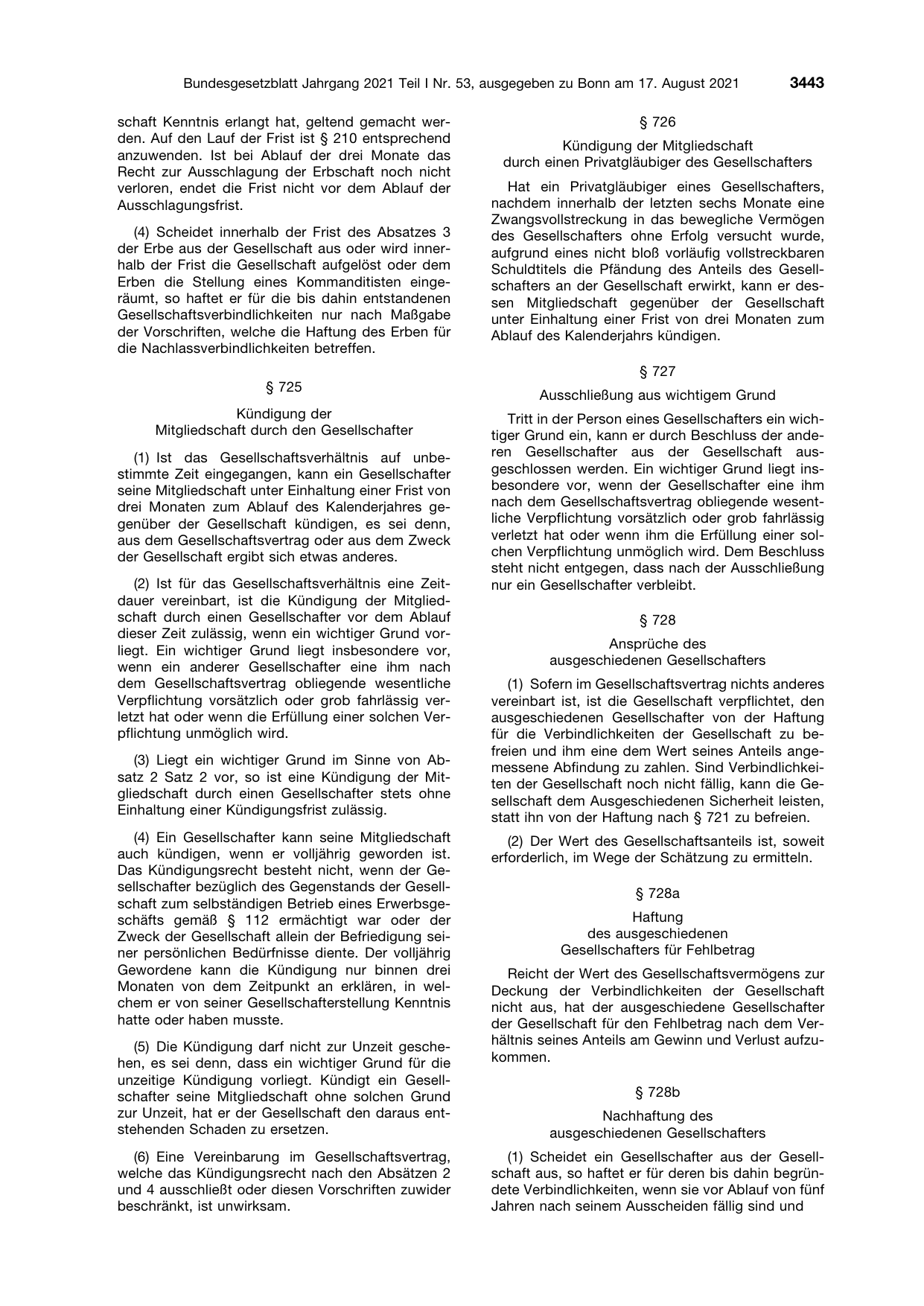 BGBl. 2021, Seite 3443 — Originalseite als Abbildung
