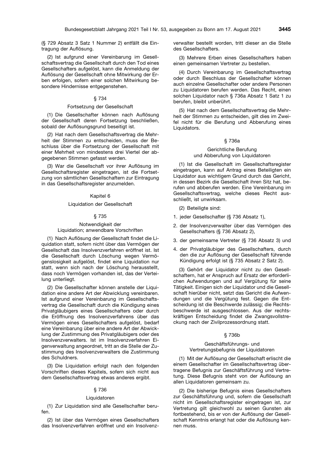 BGBl. 2021, Seite 3445 — Originalseite als Abbildung
