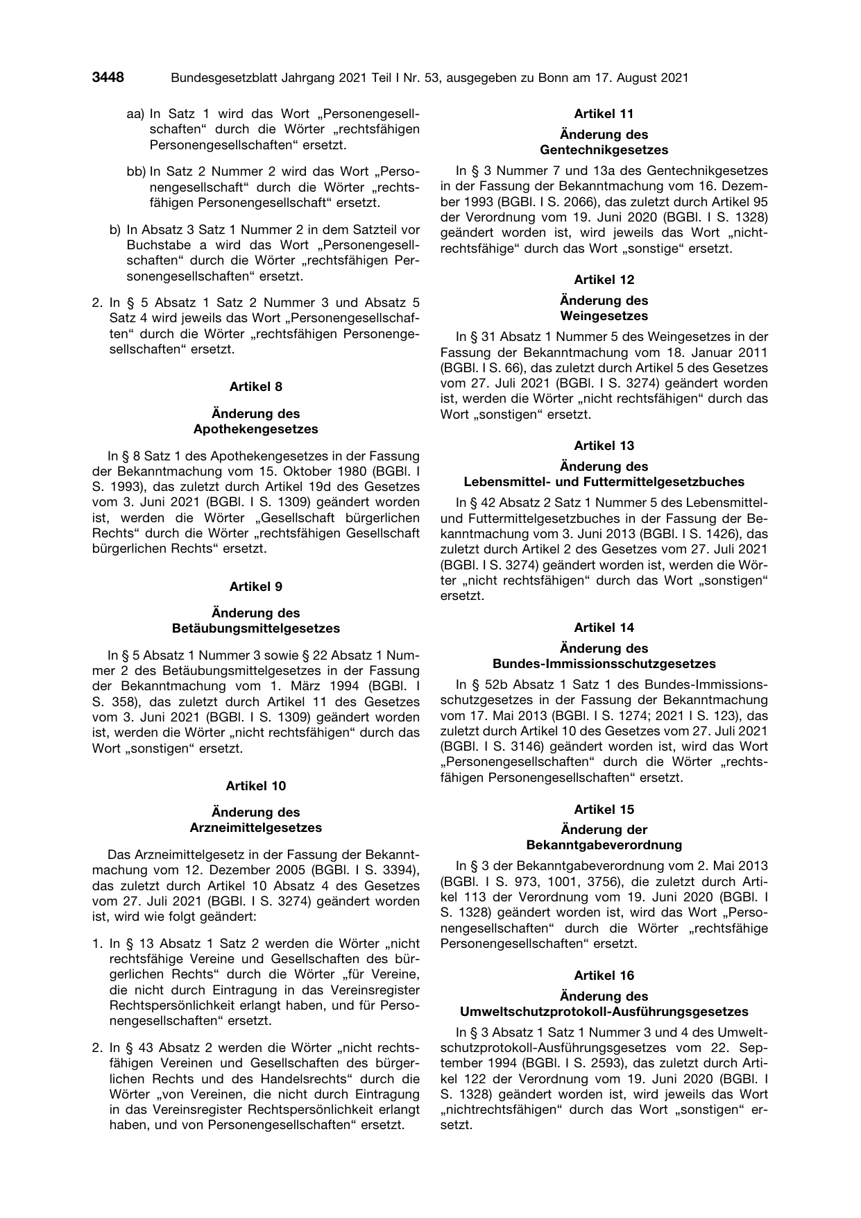 BGBl. 2021, Seite 3448 — Originalseite als Abbildung