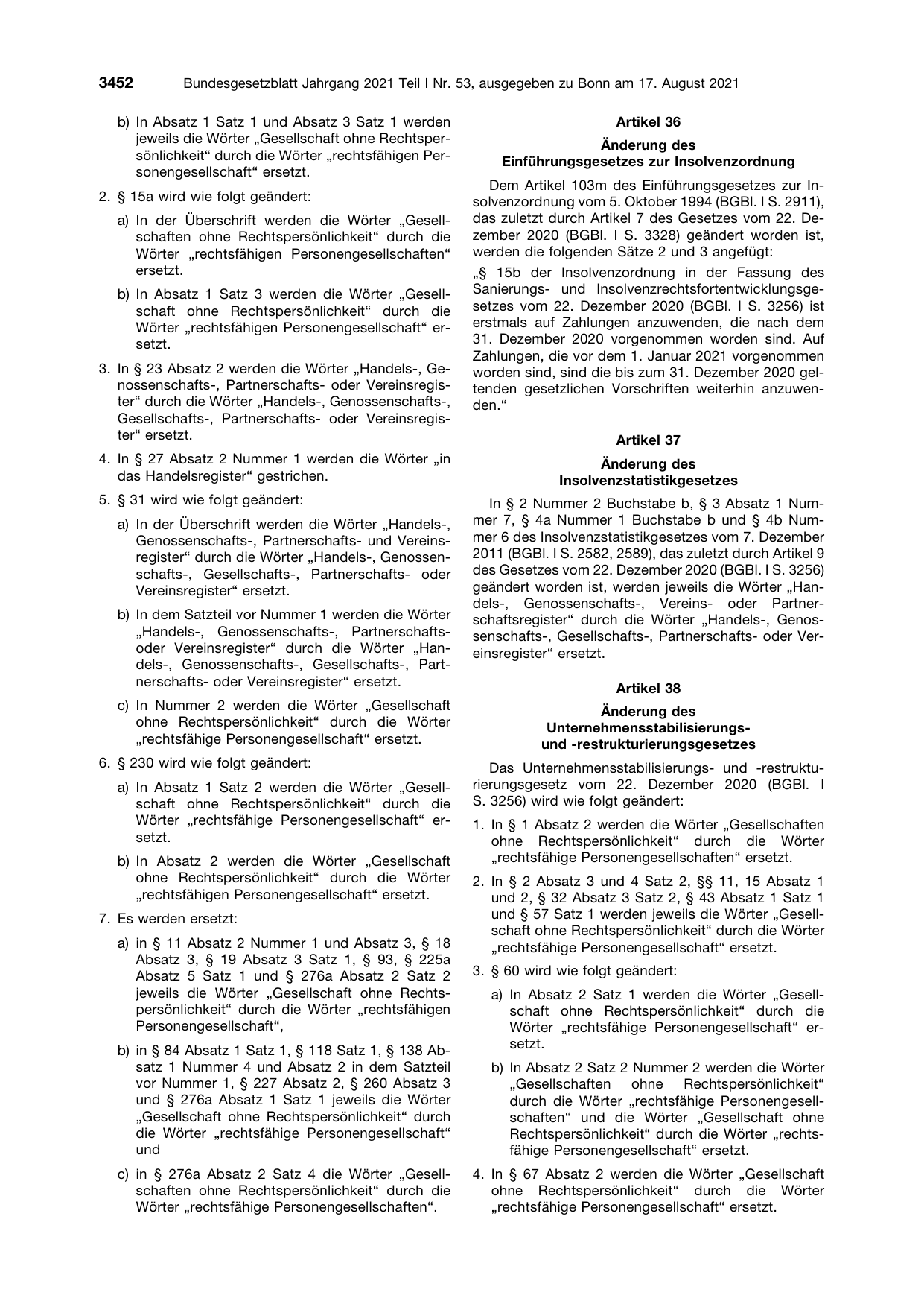 BGBl. 2021, Seite 3452 — Originalseite als Abbildung