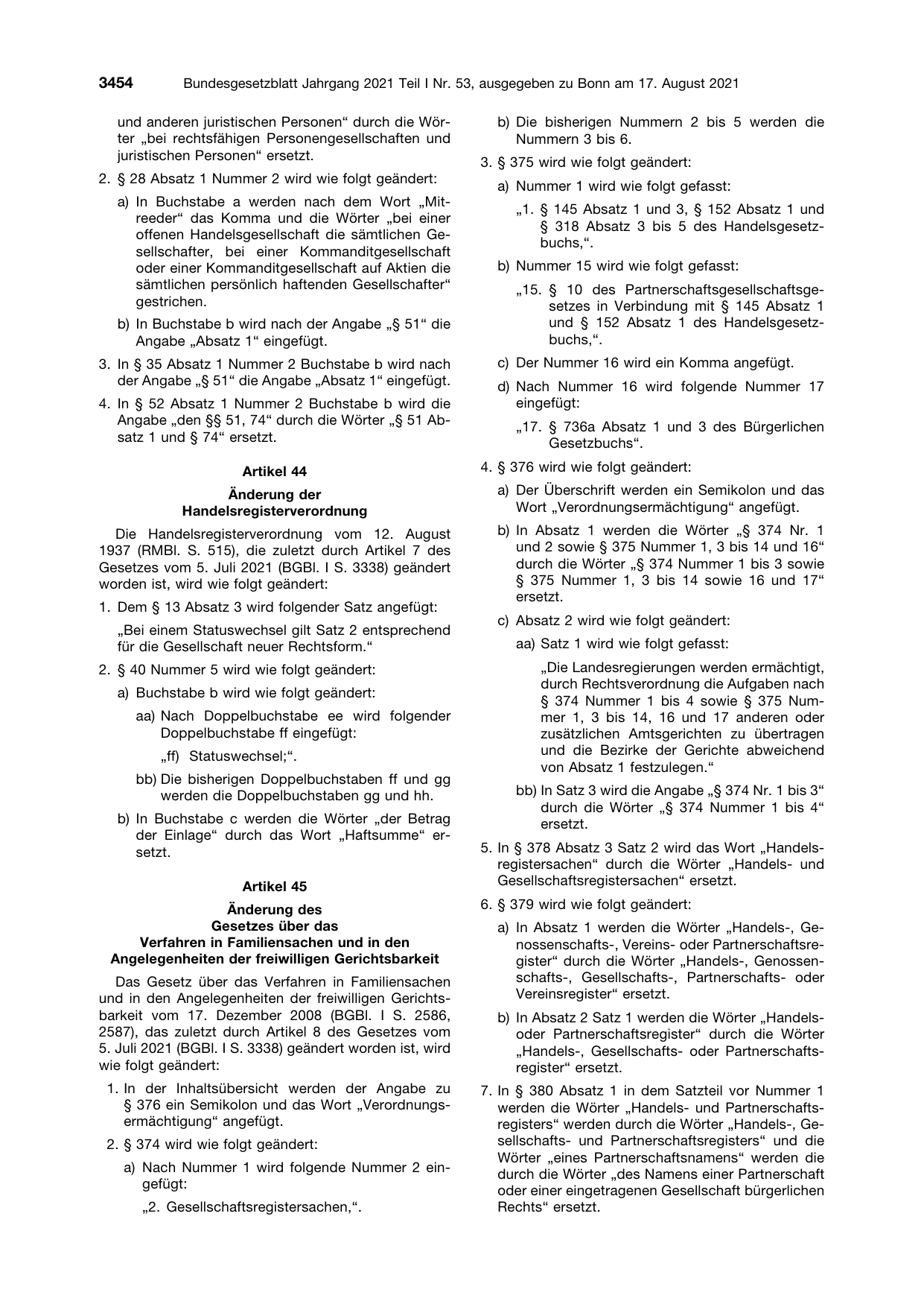 BGBl. 2021, Seite 3454 — Originalseite als Abbildung