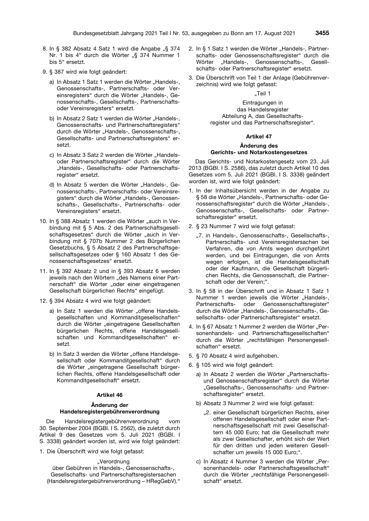 BGBl. 2021, Seite 3455 — Originalseite als Abbildung