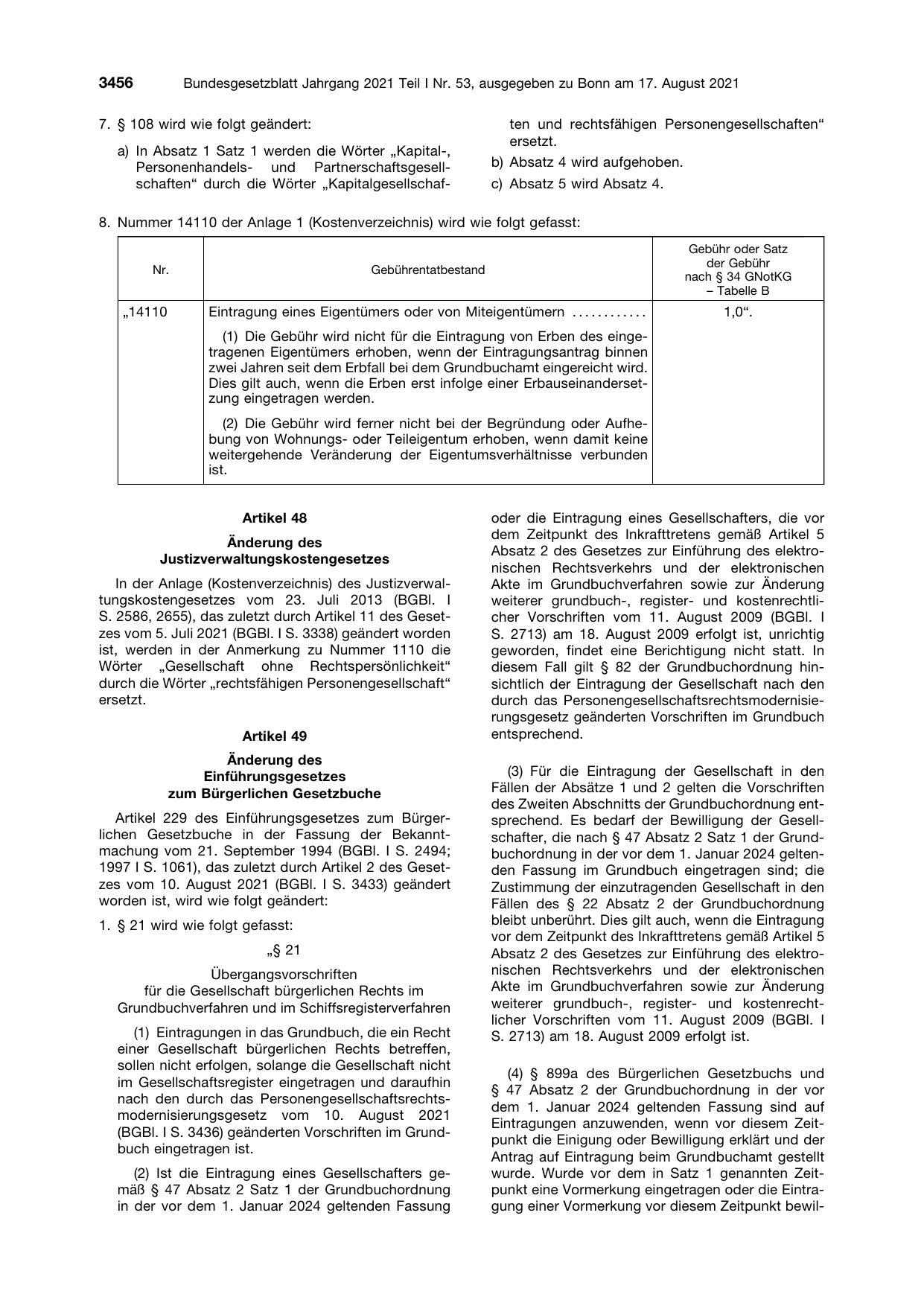 BGBl. 2021, Seite 3456 — Originalseite als Abbildung