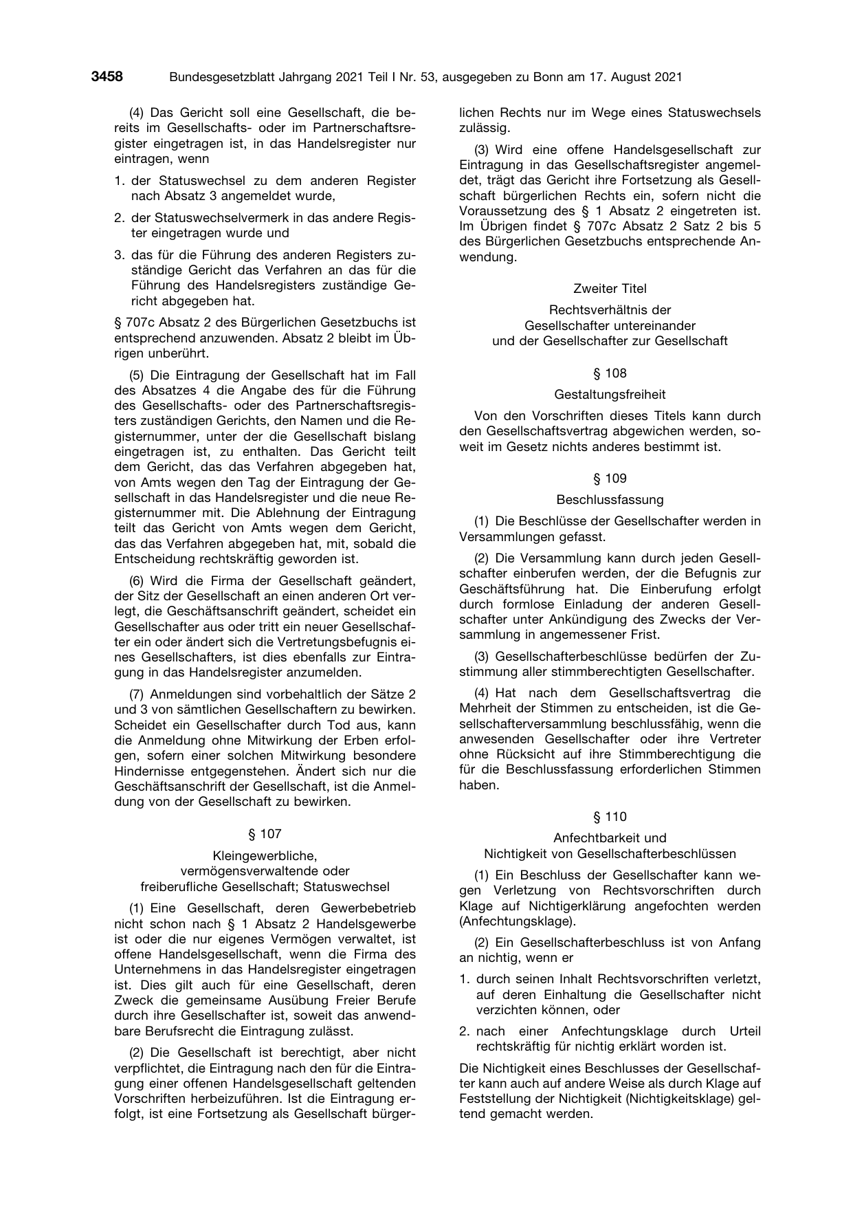 BGBl. 2021, Seite 3458 — Originalseite als Abbildung