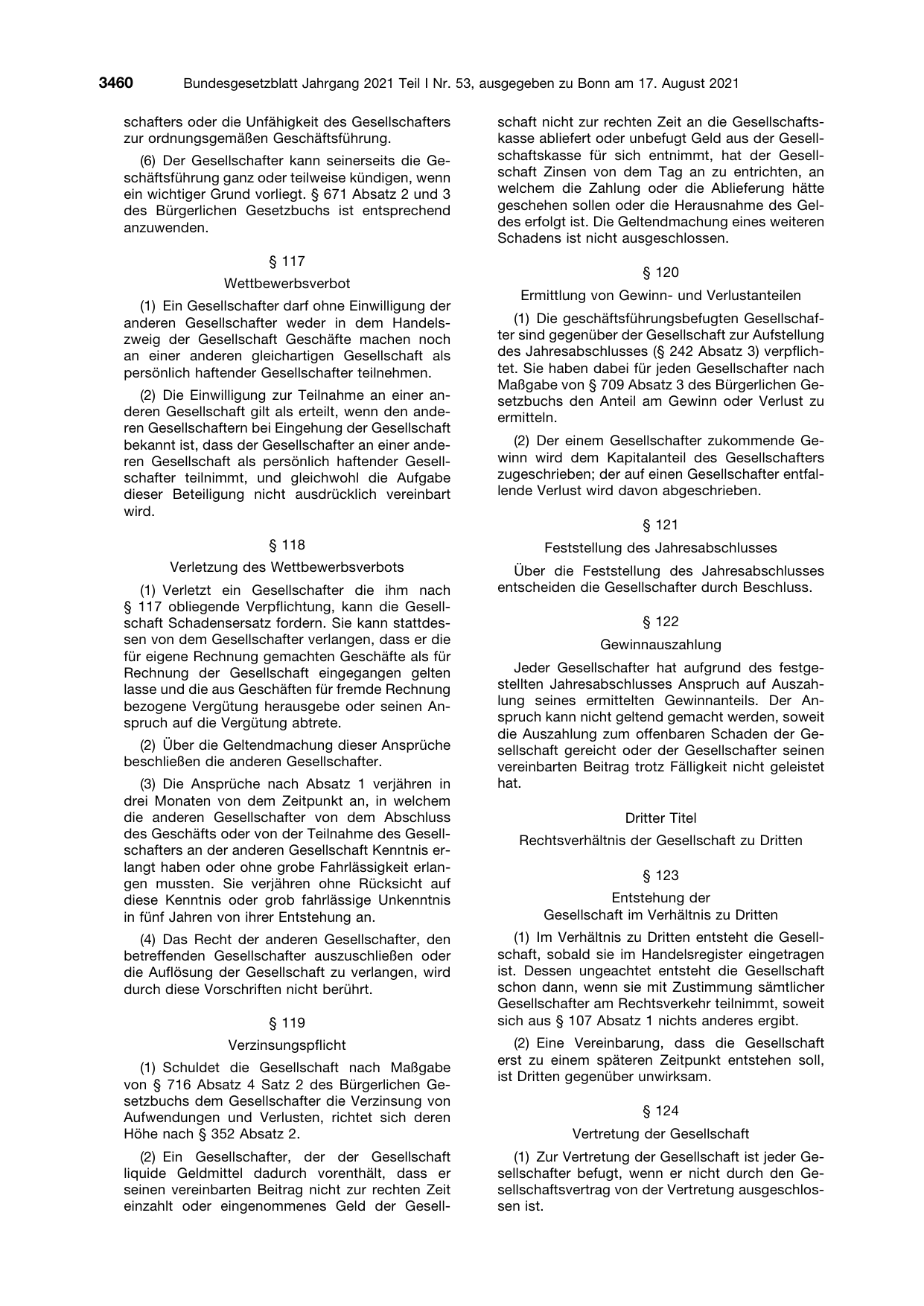 BGBl. 2021, Seite 3460 — Originalseite als Abbildung