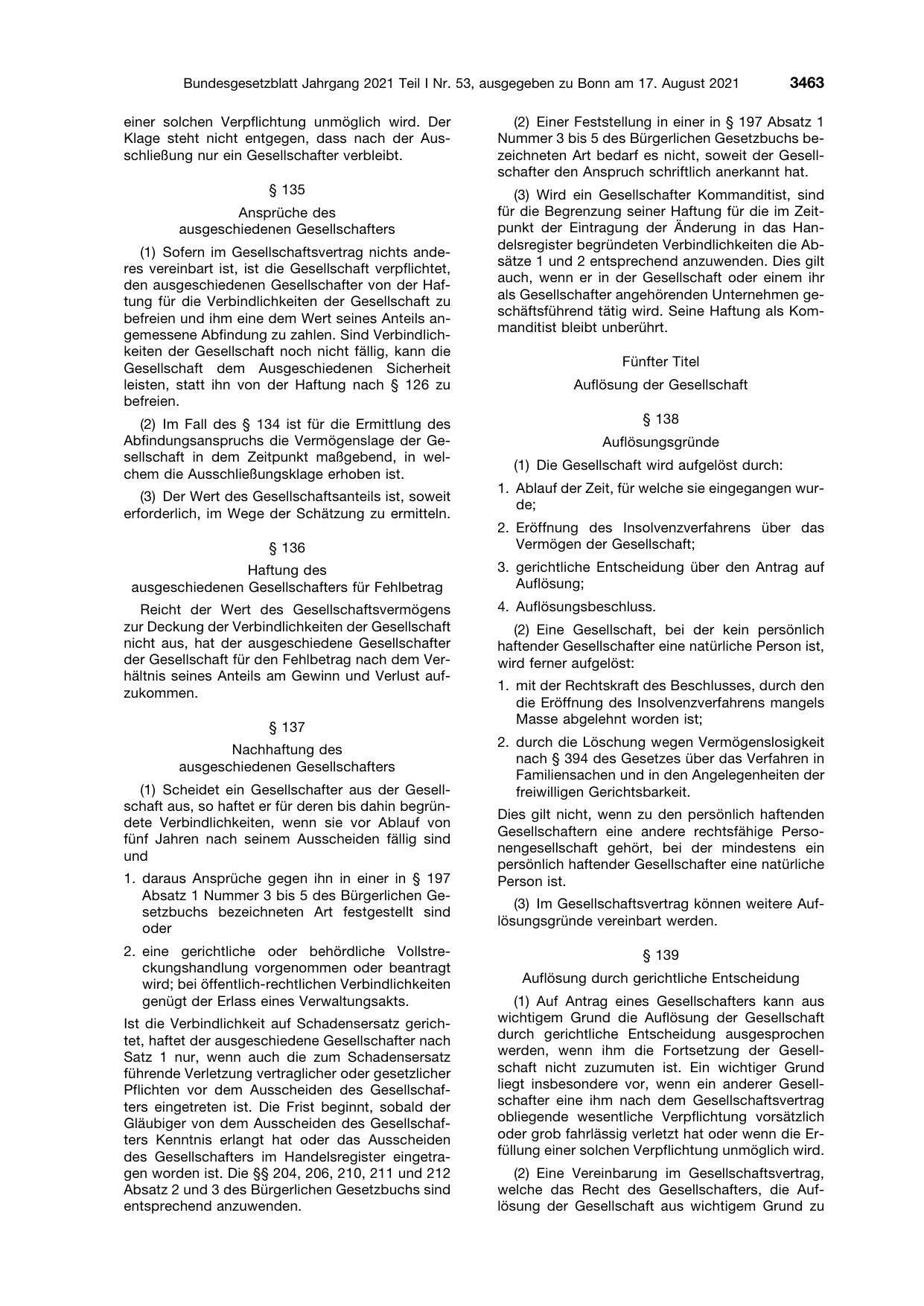 BGBl. 2021, Seite 3463 — Originalseite als Abbildung