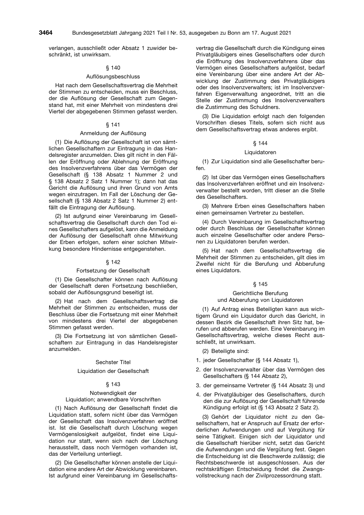 BGBl. 2021, Seite 3464 — Originalseite als Abbildung