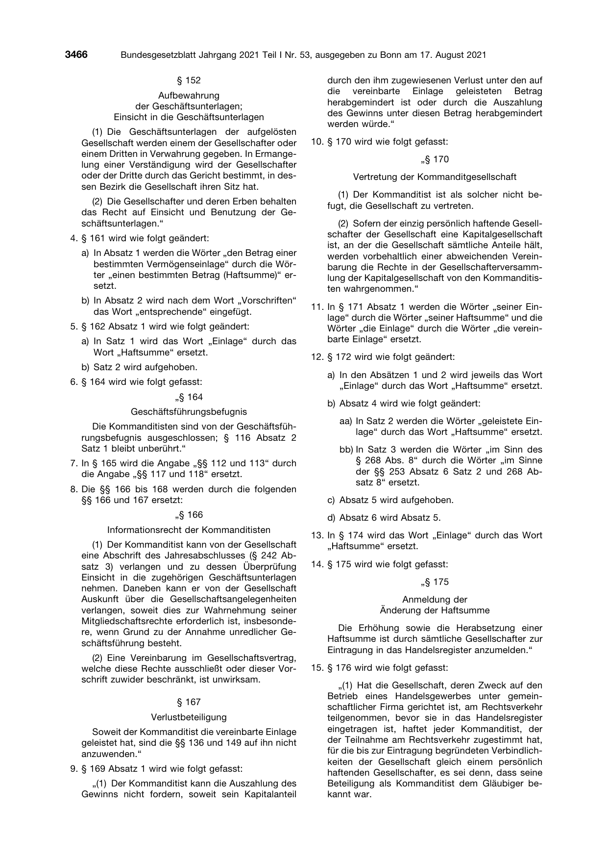 BGBl. 2021, Seite 3466 — Originalseite als Abbildung