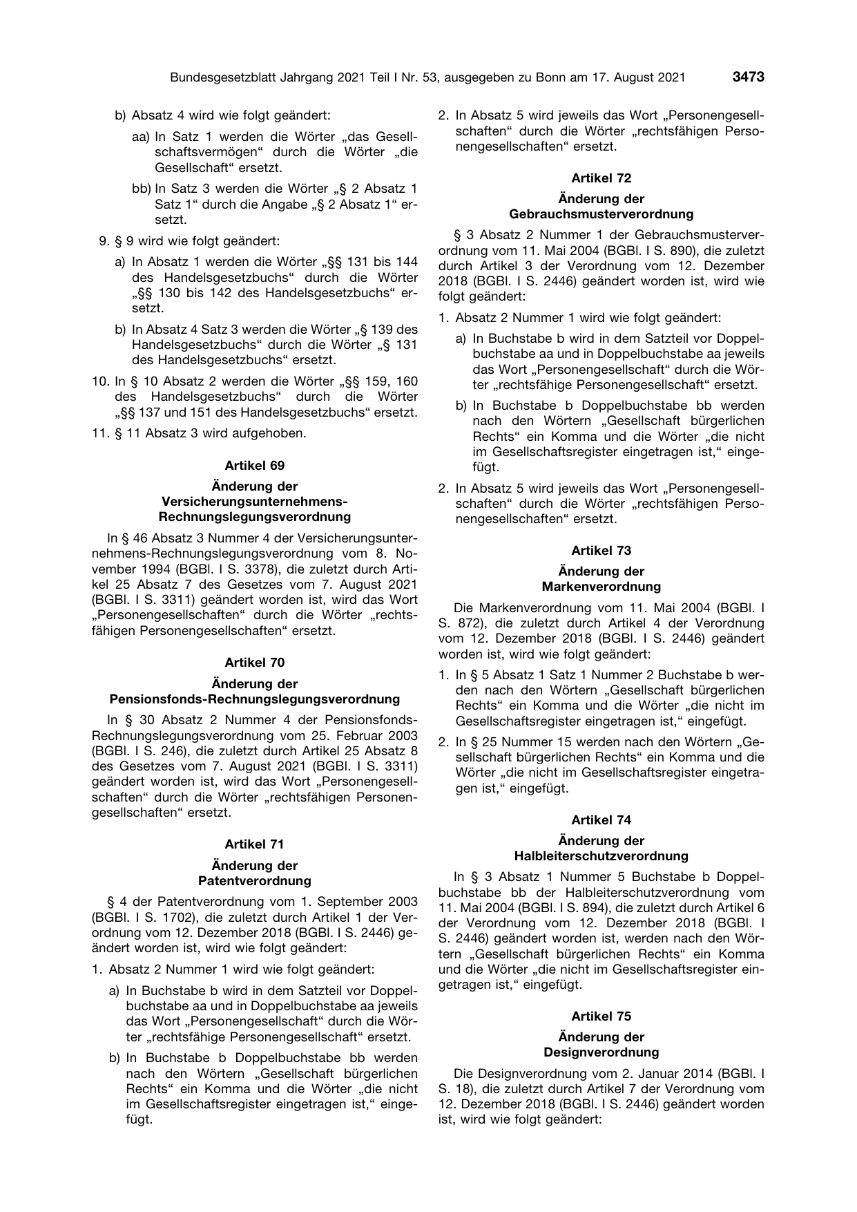 BGBl. 2021, Seite 3473 — Originalseite als Abbildung