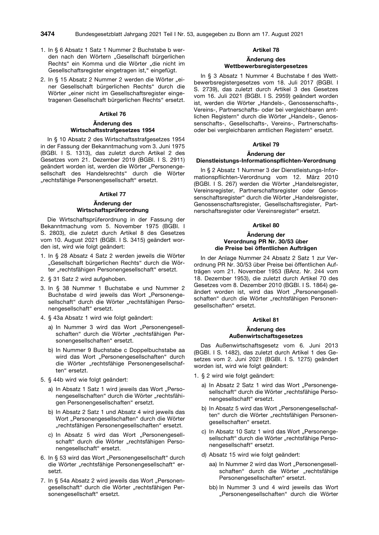 BGBl. 2021, Seite 3474 — Originalseite als Abbildung