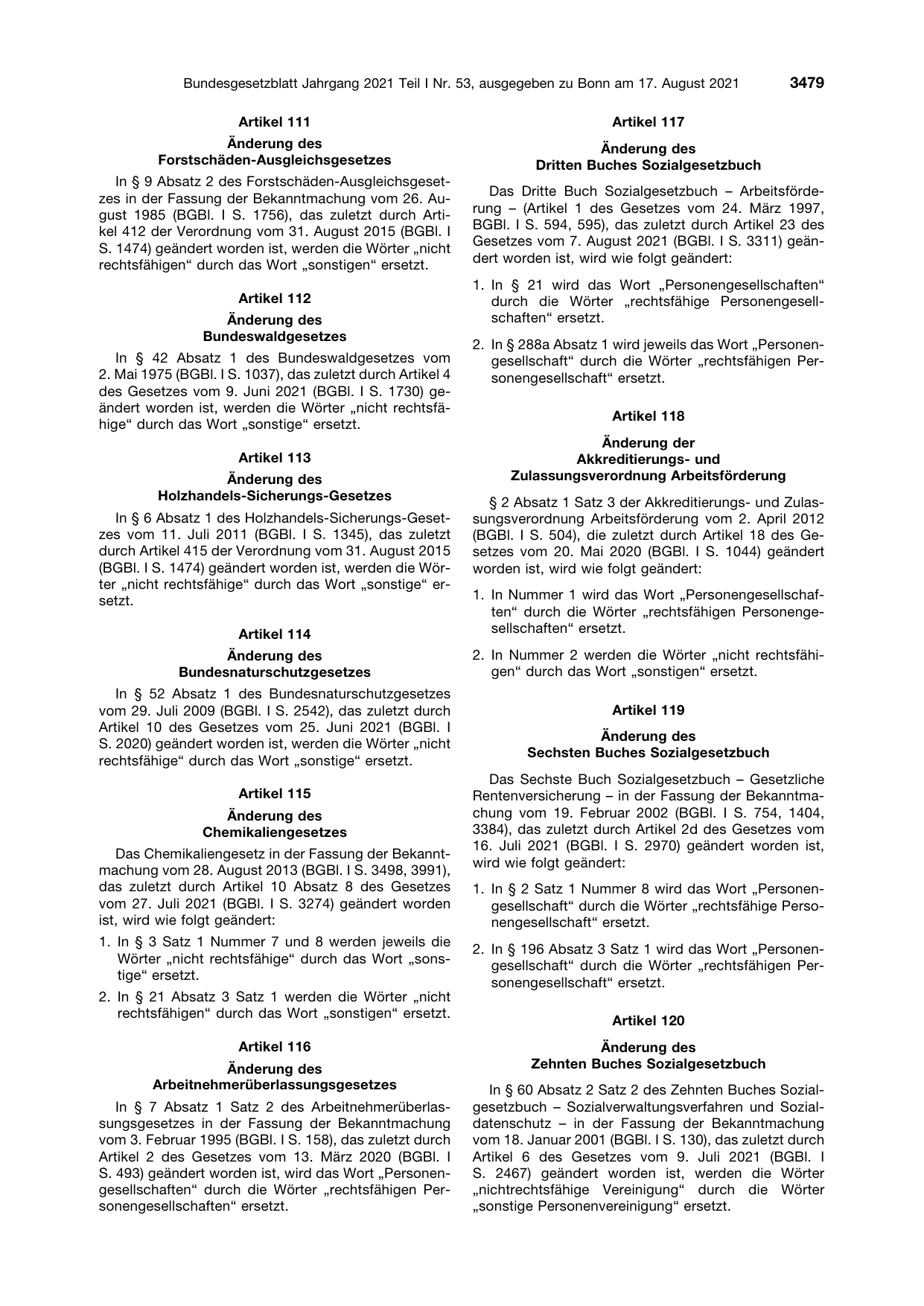 BGBl. 2021, Seite 3479 — Originalseite als Abbildung
