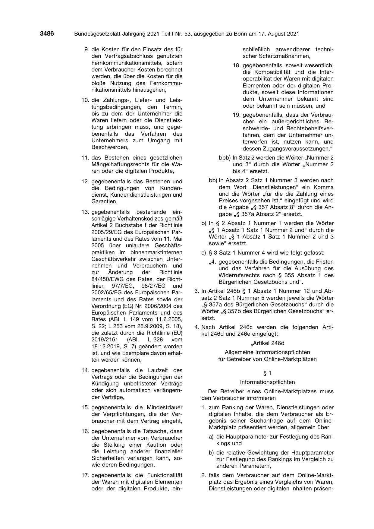 BGBl. 2021, Seite 3486 — Originalseite als Abbildung