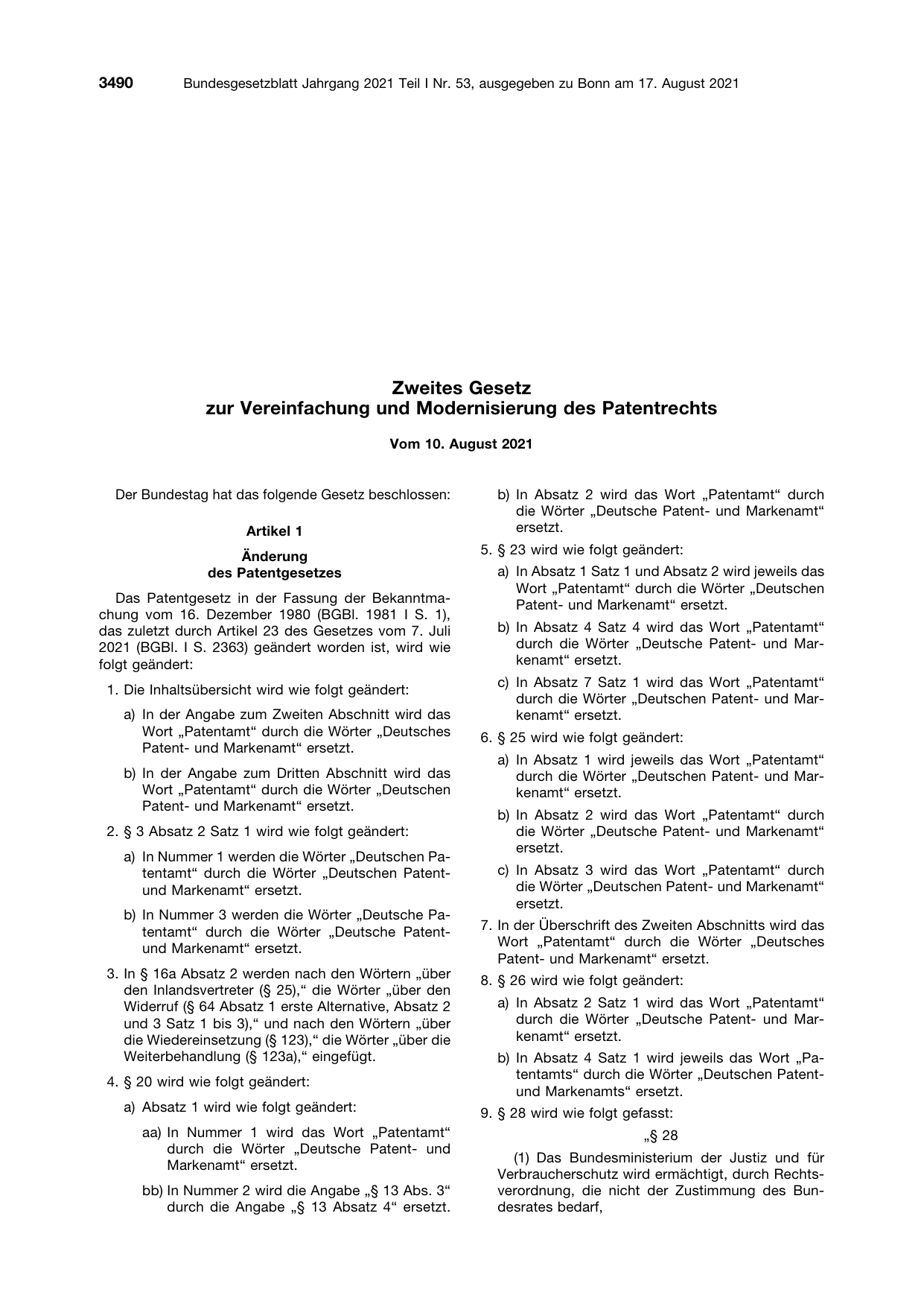 BGBl. 2021, Seite 3490 — Originalseite als Abbildung