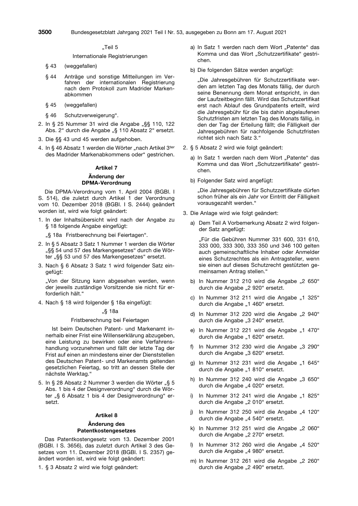 BGBl. 2021, Seite 3500 — Originalseite als Abbildung