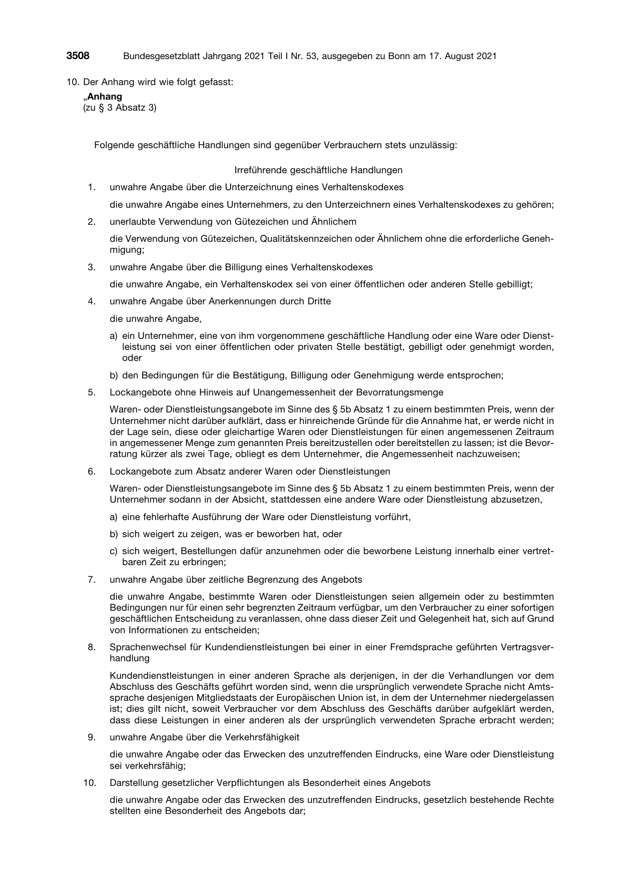 BGBl. 2021, Seite 3508 — Originalseite als Abbildung