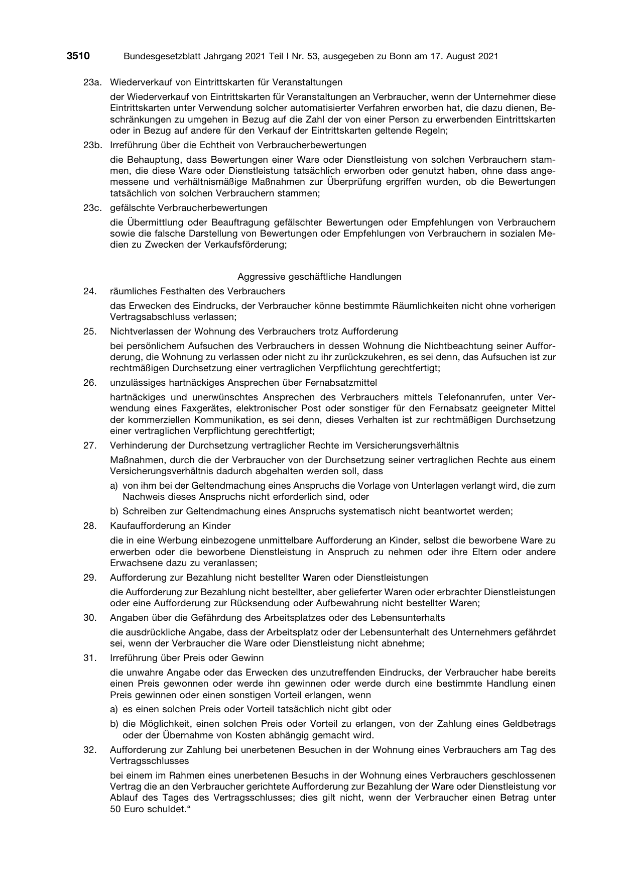 BGBl. 2021, Seite 3510 — Originalseite als Abbildung