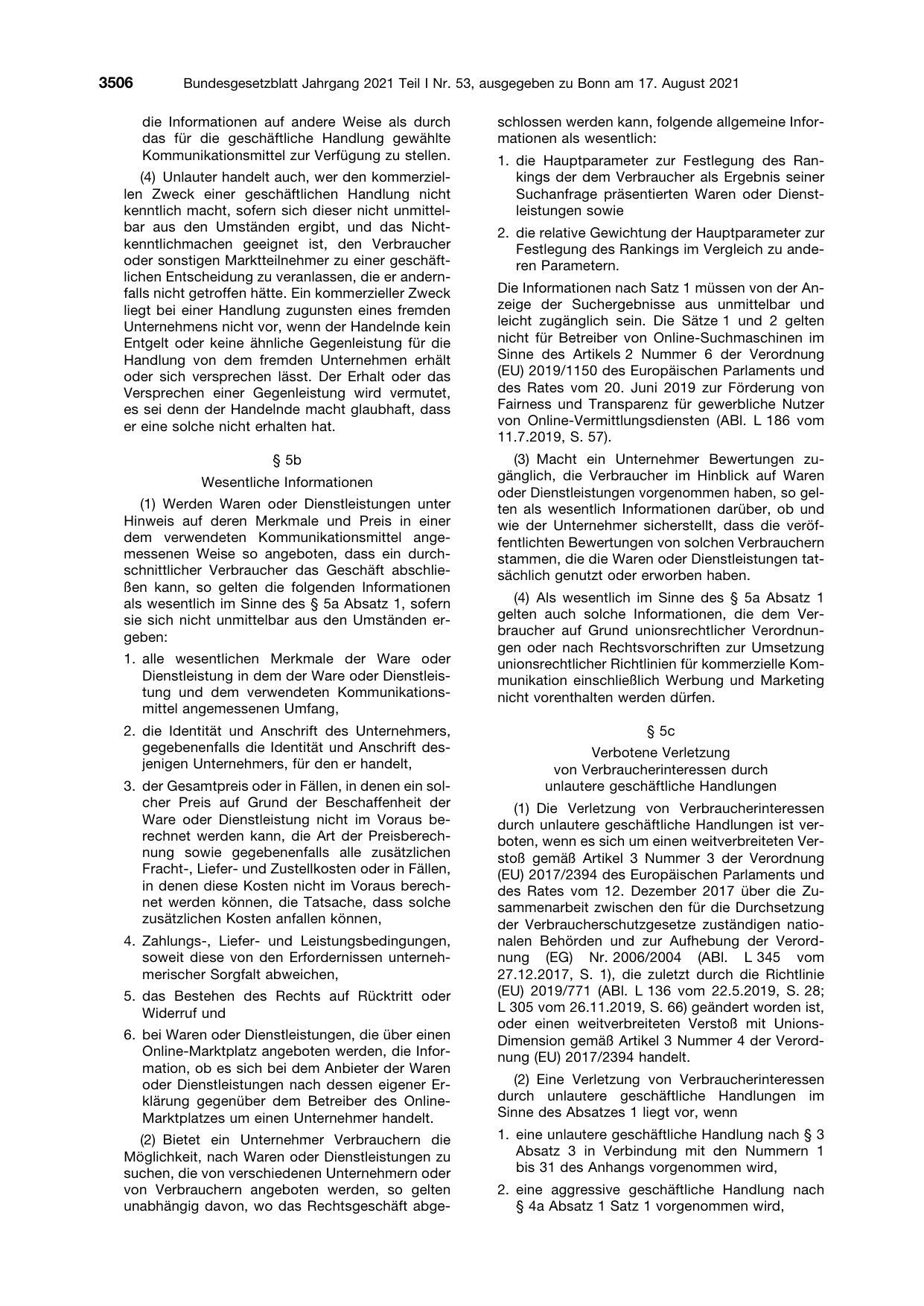 BGBl. 2021, Seite 3506 — Originalseite als Abbildung