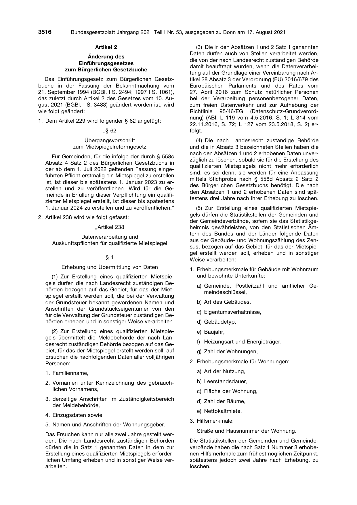 BGBl. 2021, Seite 3516 — Originalseite als Abbildung