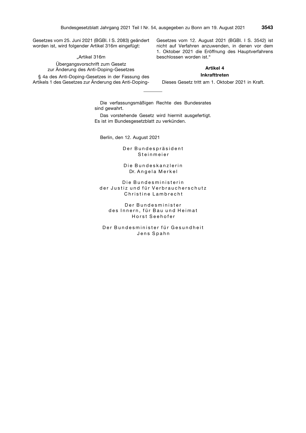 BGBl. 2021, Seite 3543 — Originalseite als Abbildung