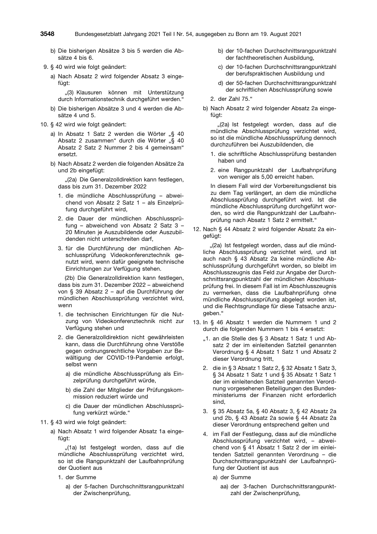 BGBl. 2021, Seite 3548 — Originalseite als Abbildung