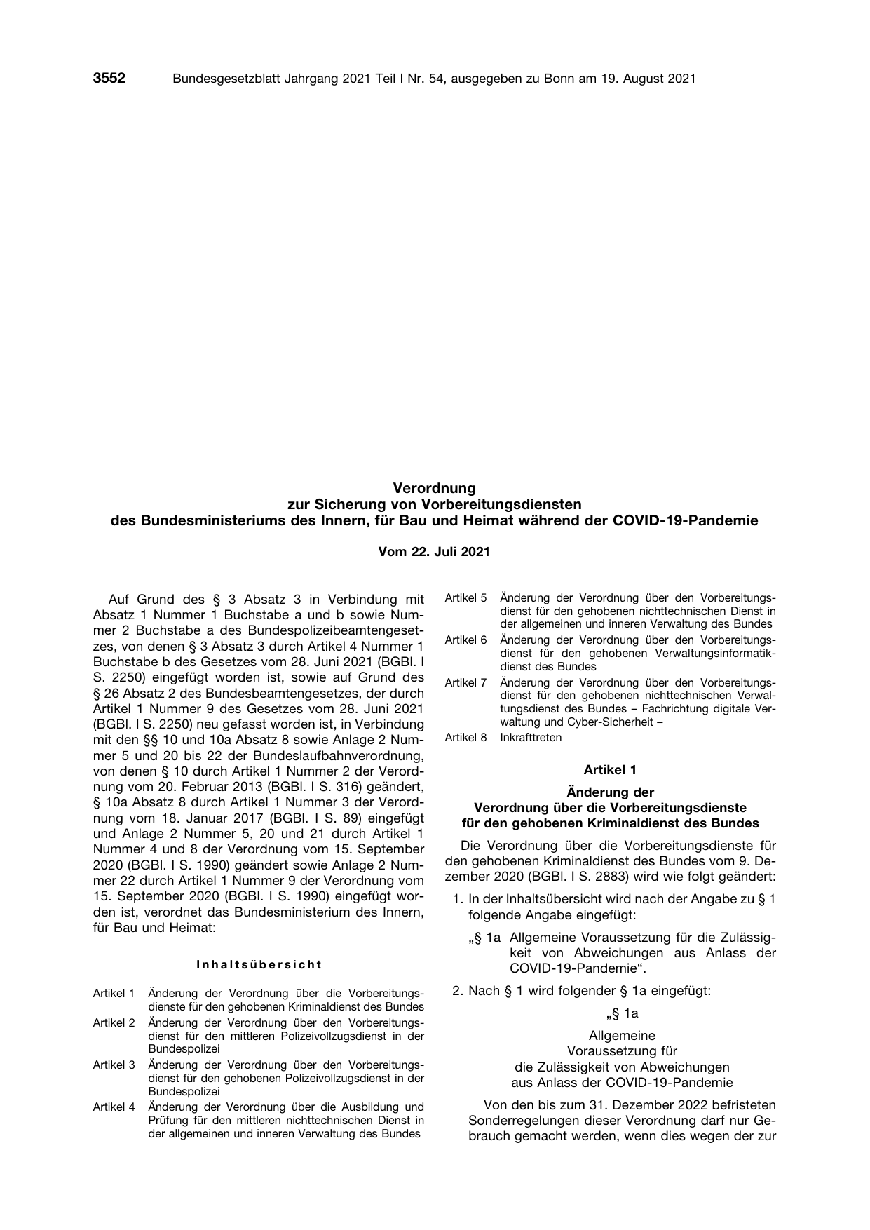 BGBl. 2021, Seite 3552 — Originalseite als Abbildung