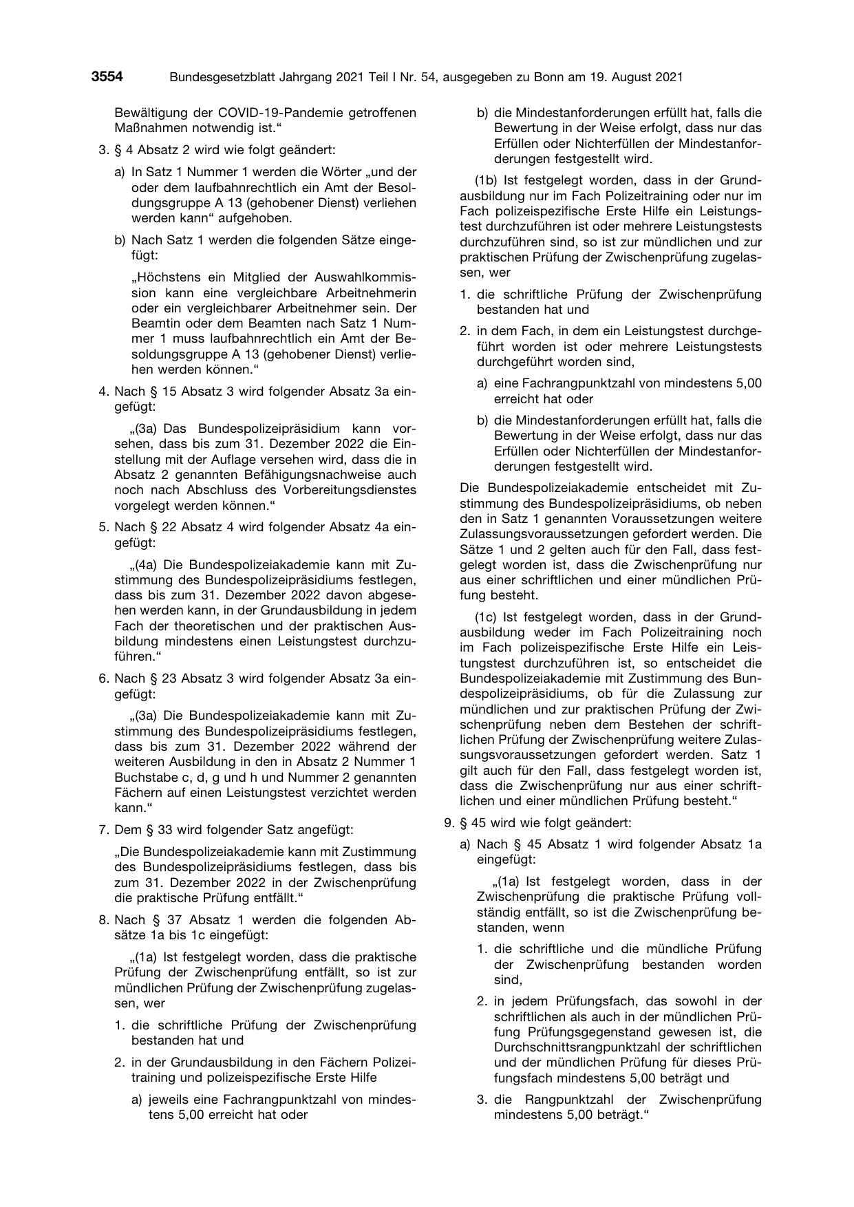 BGBl. 2021, Seite 3554 — Originalseite als Abbildung